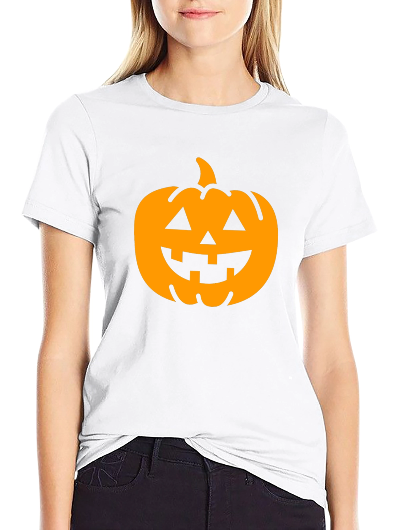 Halloween Pumpkin Graphic Tee - Black