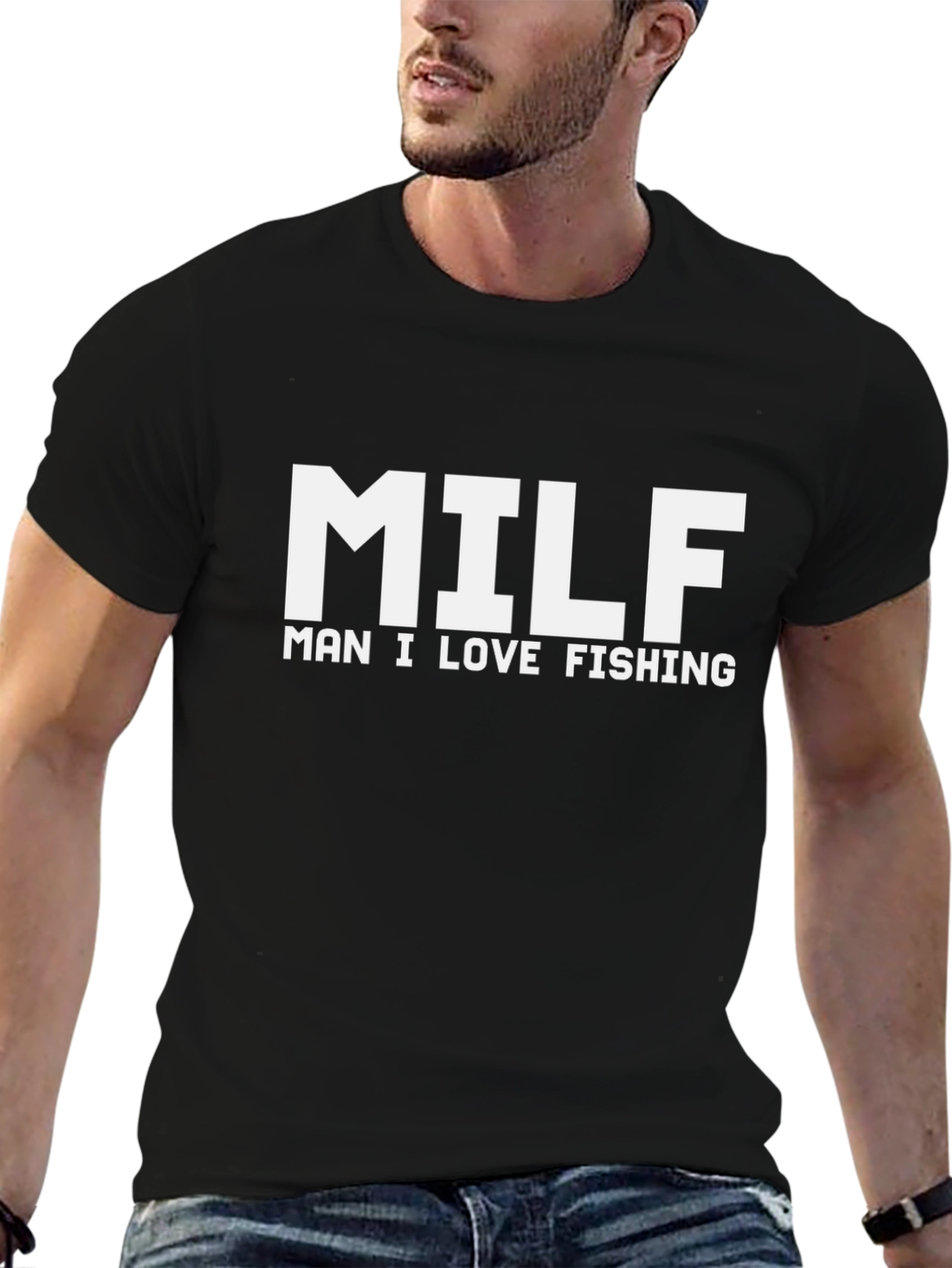 MILF Man I Love Fishing Black T-Shirt