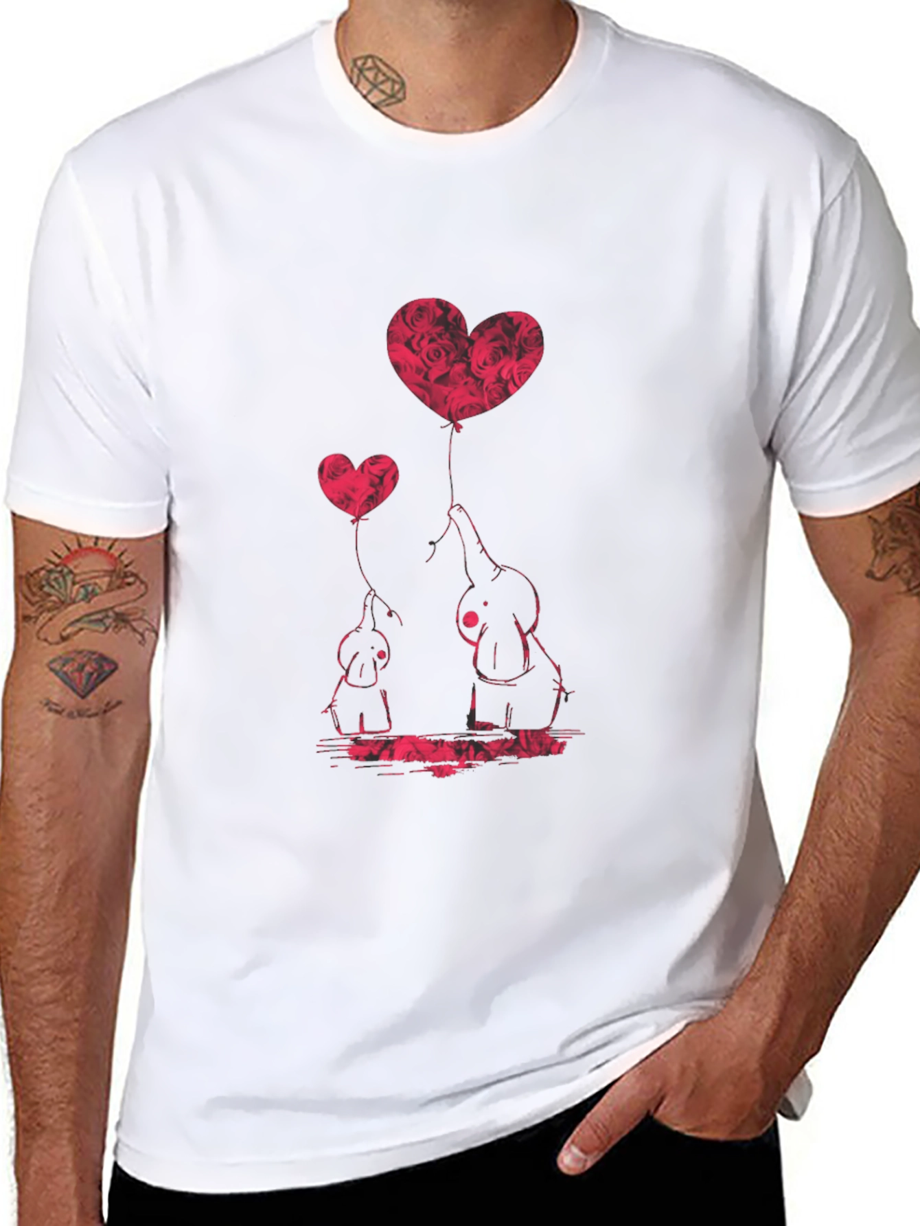 Elephant Love Heart Balloon Graphic Tee