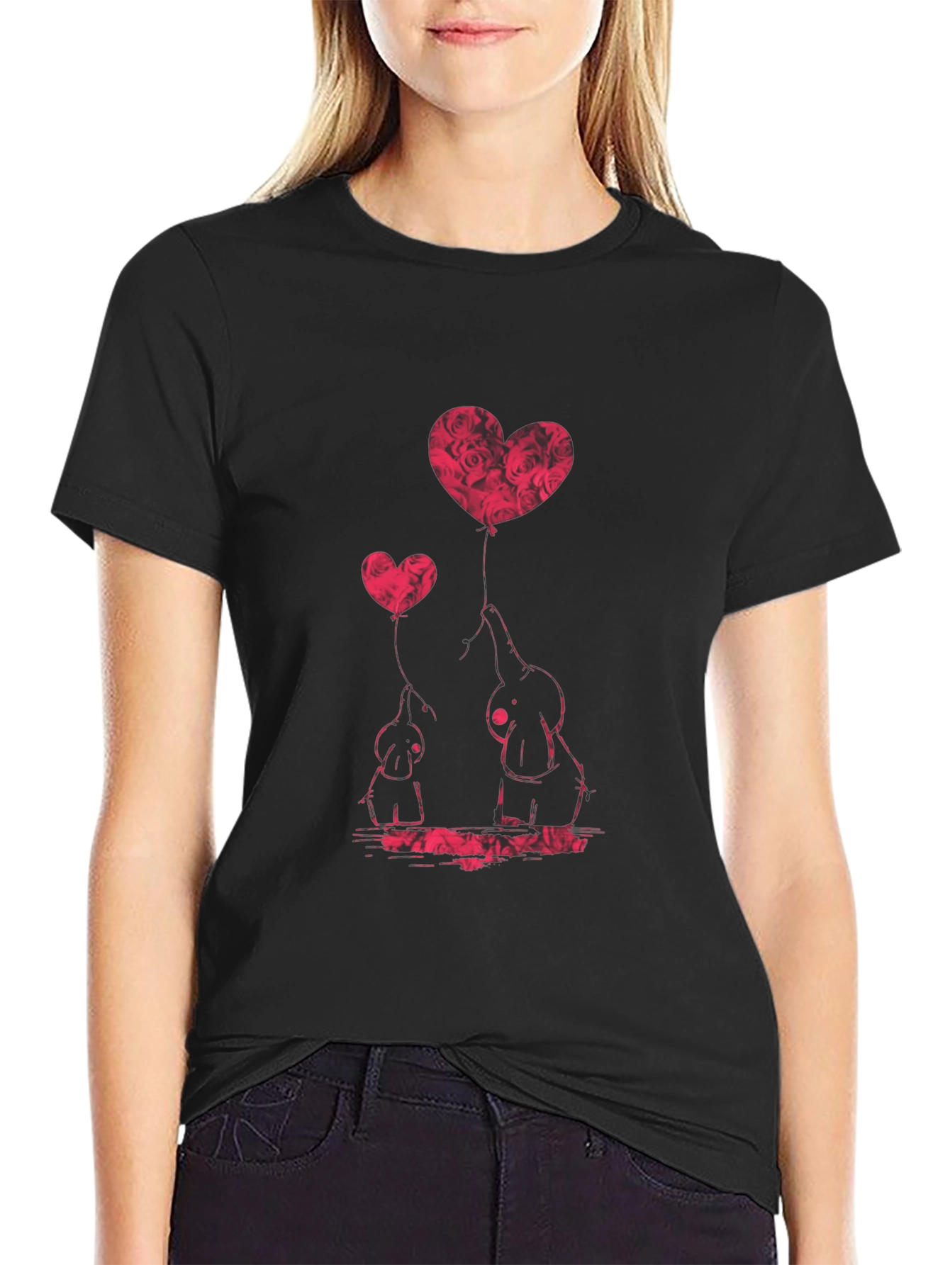 Elephant Love Heart Balloon Graphic Tee