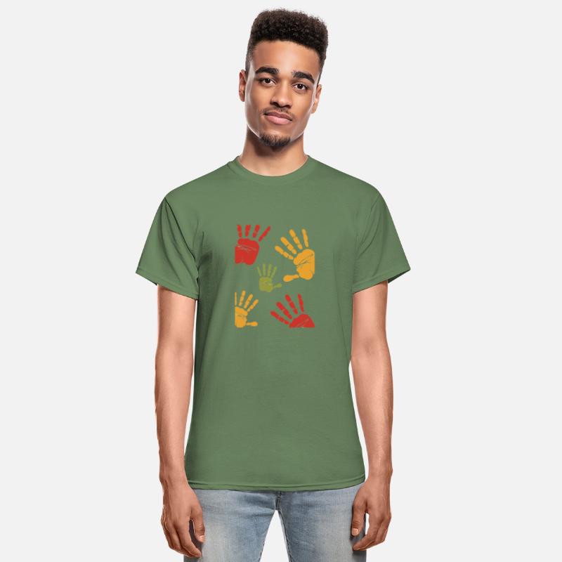 Red Green Orange Colorful Handprint Illustration T