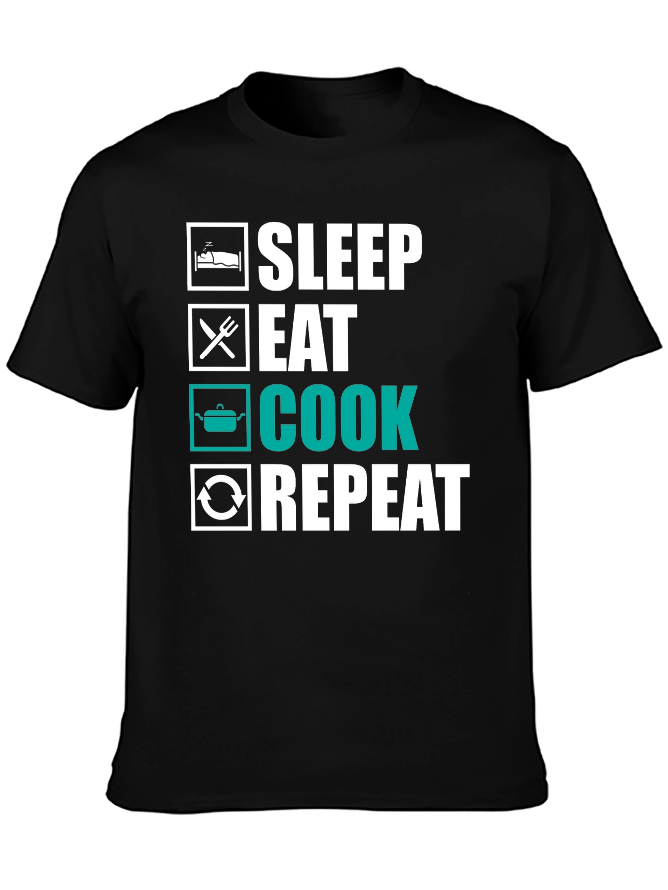 Sleep Eat Cook Repeat T-Shirt - Funny Foodie Tee