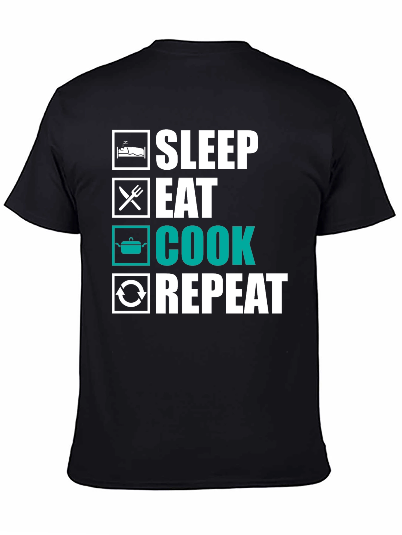 Sleep Eat Cook Repeat T-Shirt - Funny Foodie Tee