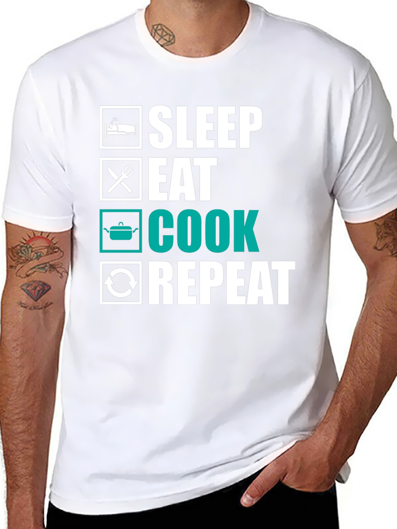 Sleep Eat Cook Repeat T-Shirt - Funny Foodie Tee
