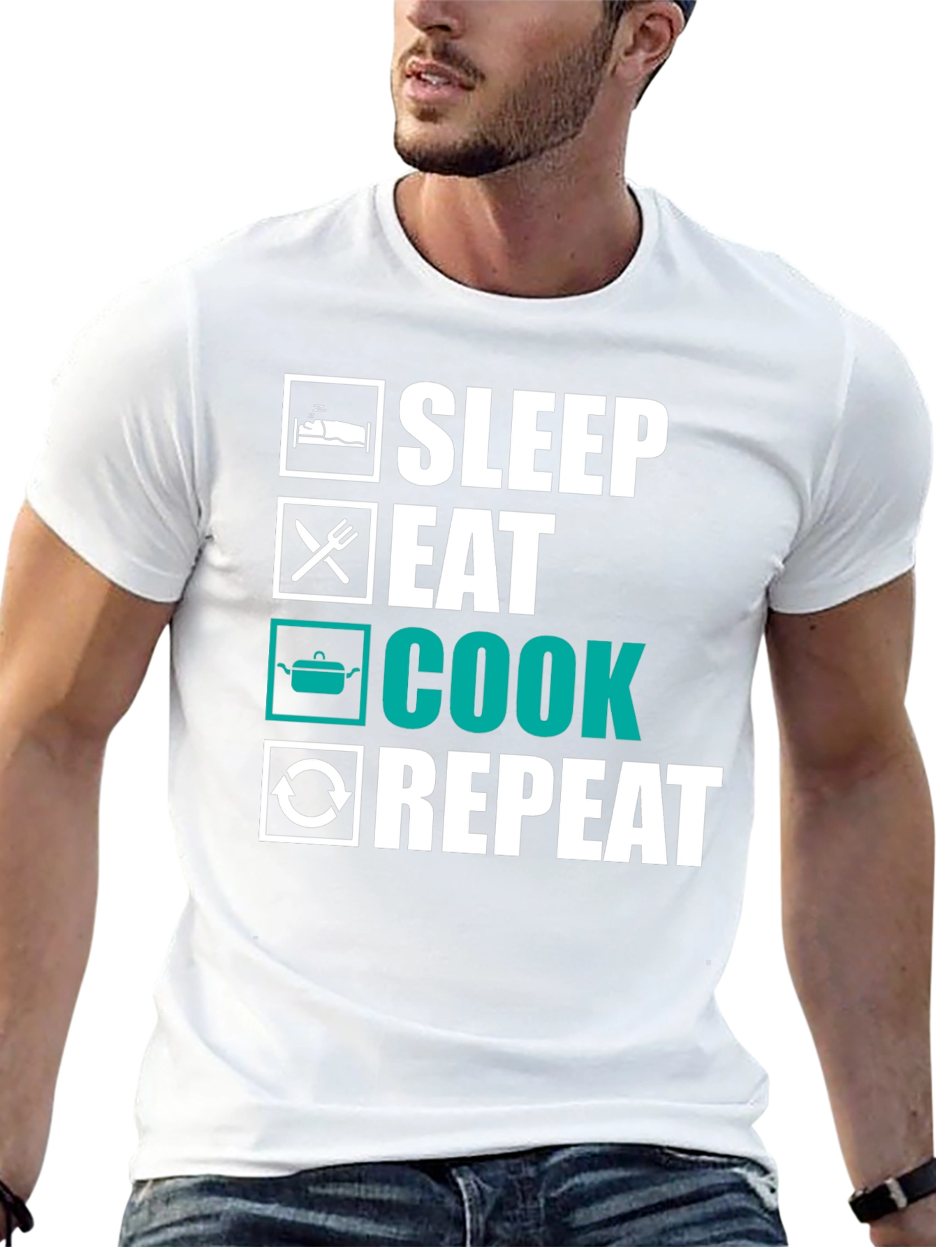 Sleep Eat Cook Repeat T-Shirt - Funny Foodie Tee