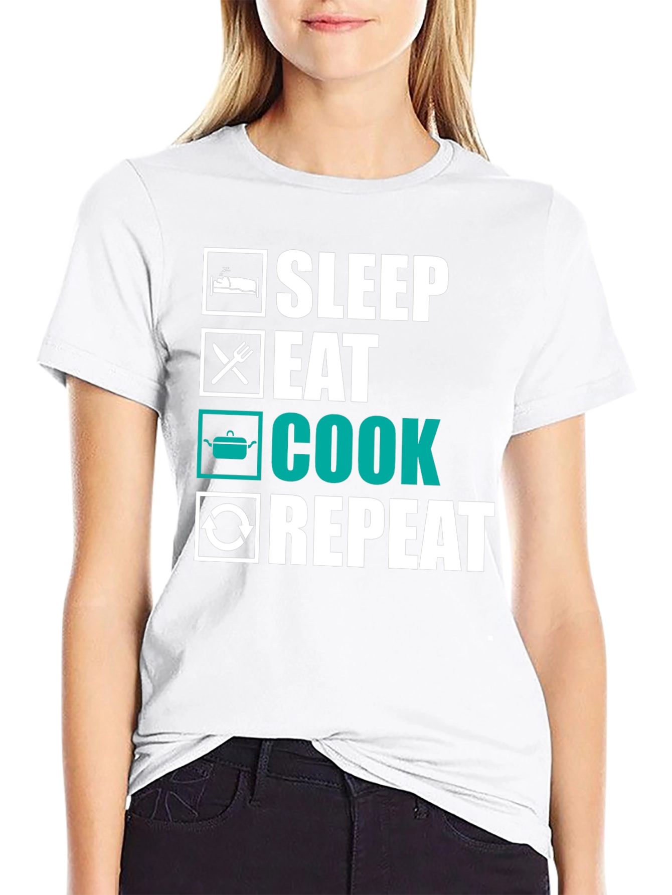 Sleep Eat Cook Repeat T-Shirt - Funny Foodie Tee