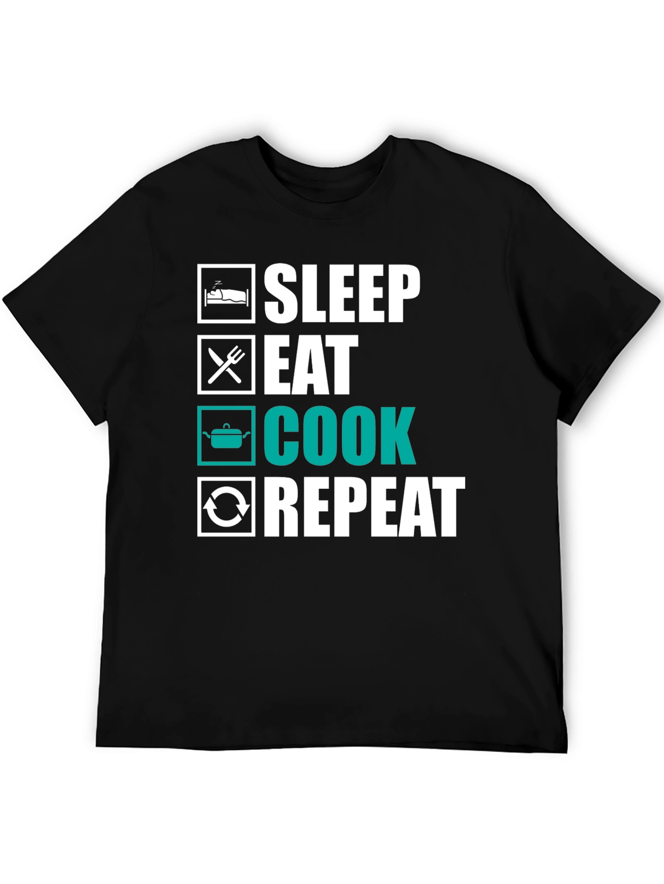 Sleep Eat Cook Repeat T-Shirt - Funny Foodie Tee