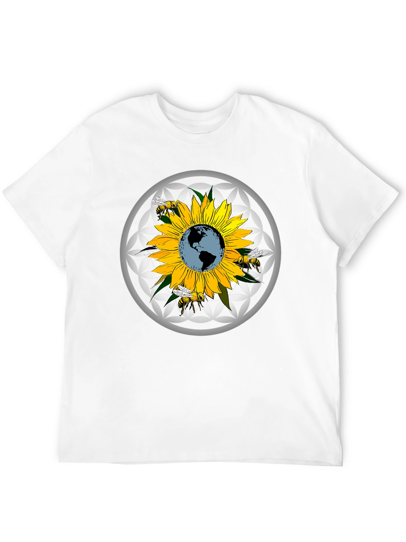 Sunflower Earth Bee Graphic T-Shirt