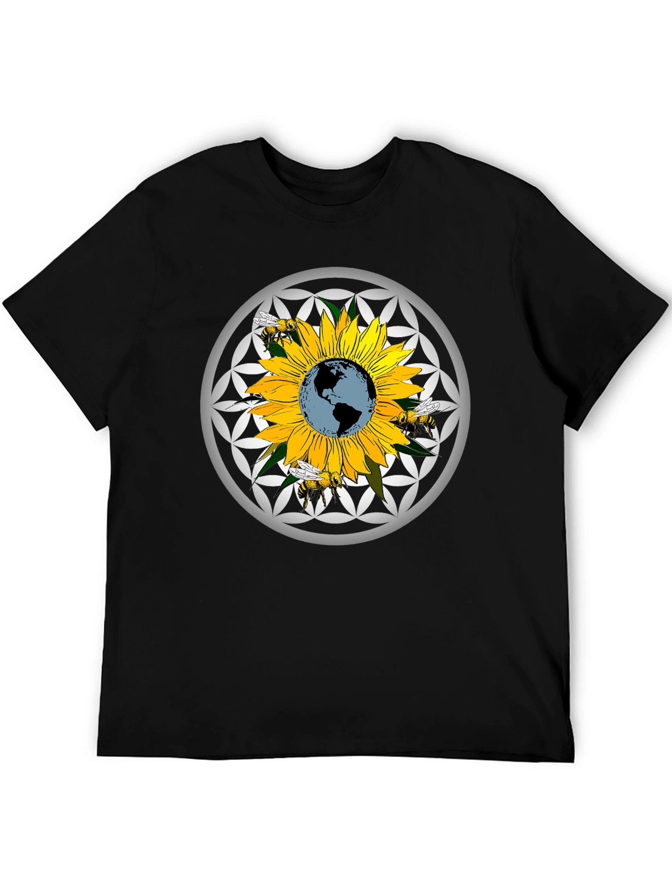 Sunflower Earth Bee Graphic T-Shirt