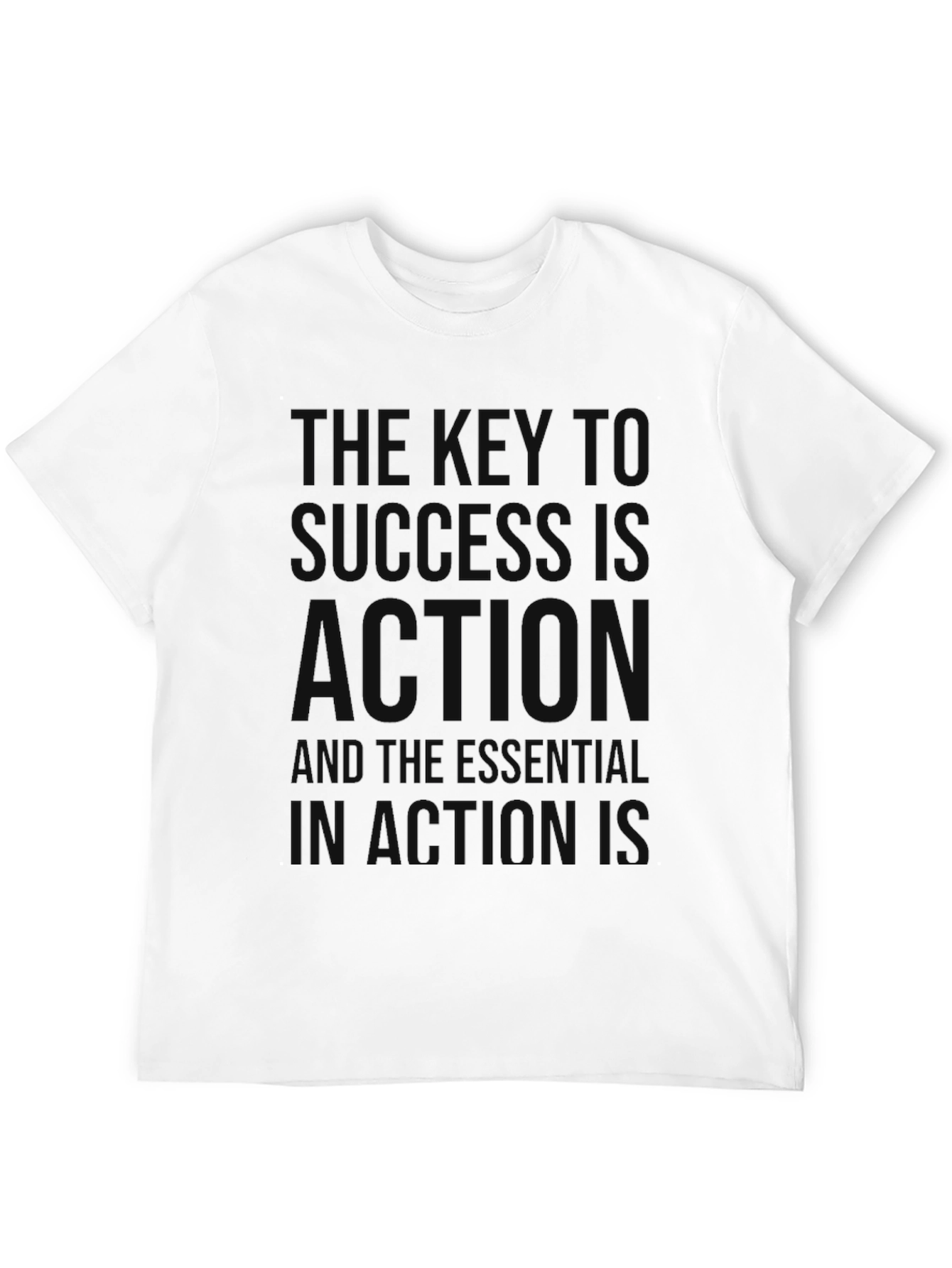 Motivational Black T-Shirt: Key to Success is Action