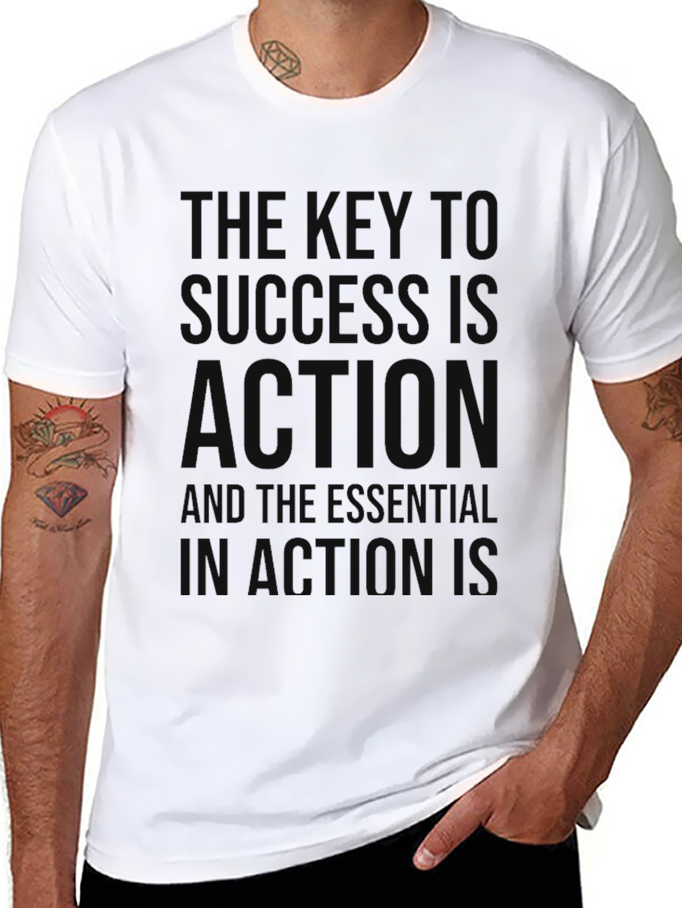 Motivational Black T-Shirt: Key to Success is Action