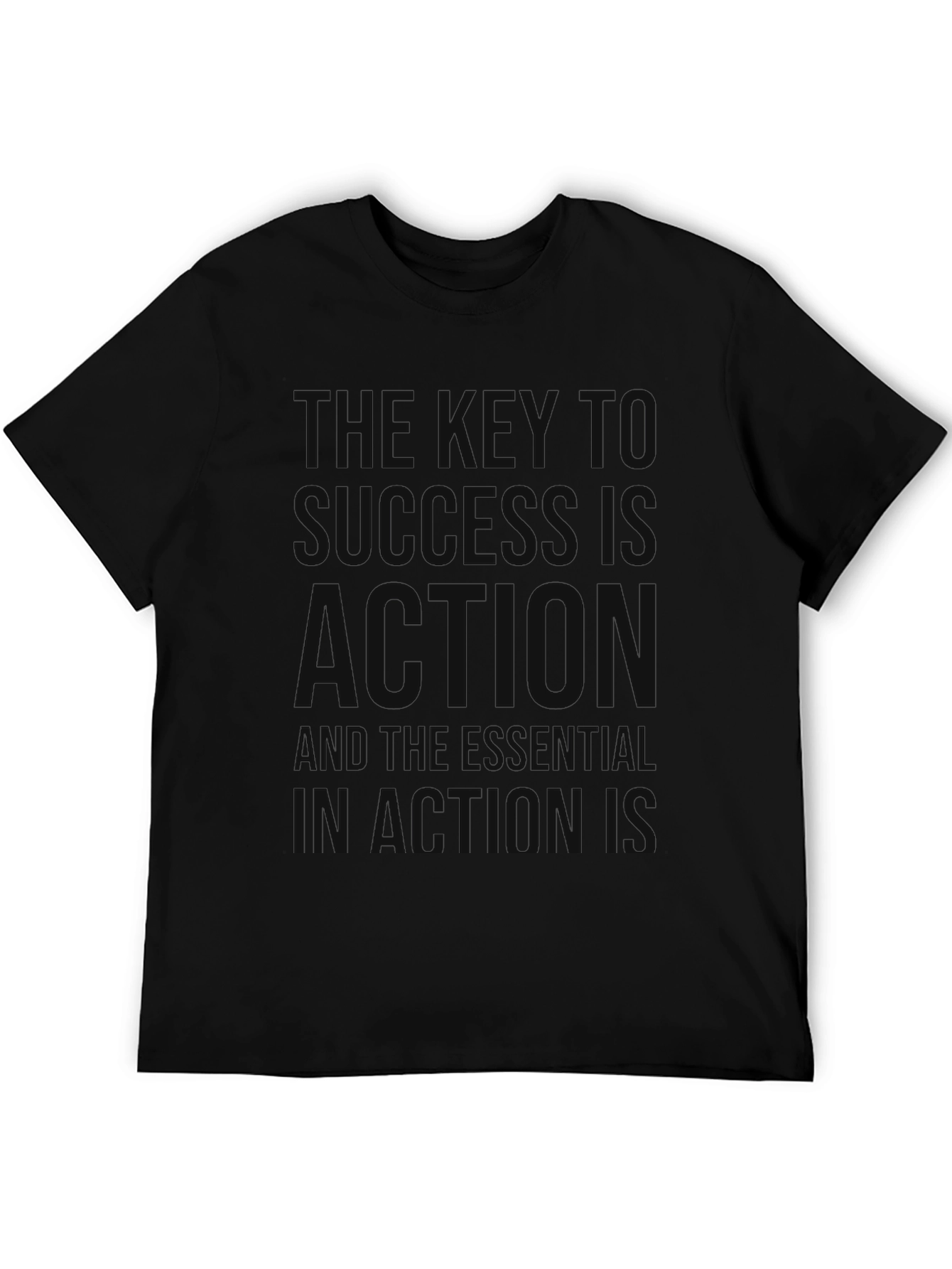 Motivational Black T-Shirt: Key to Success is Action