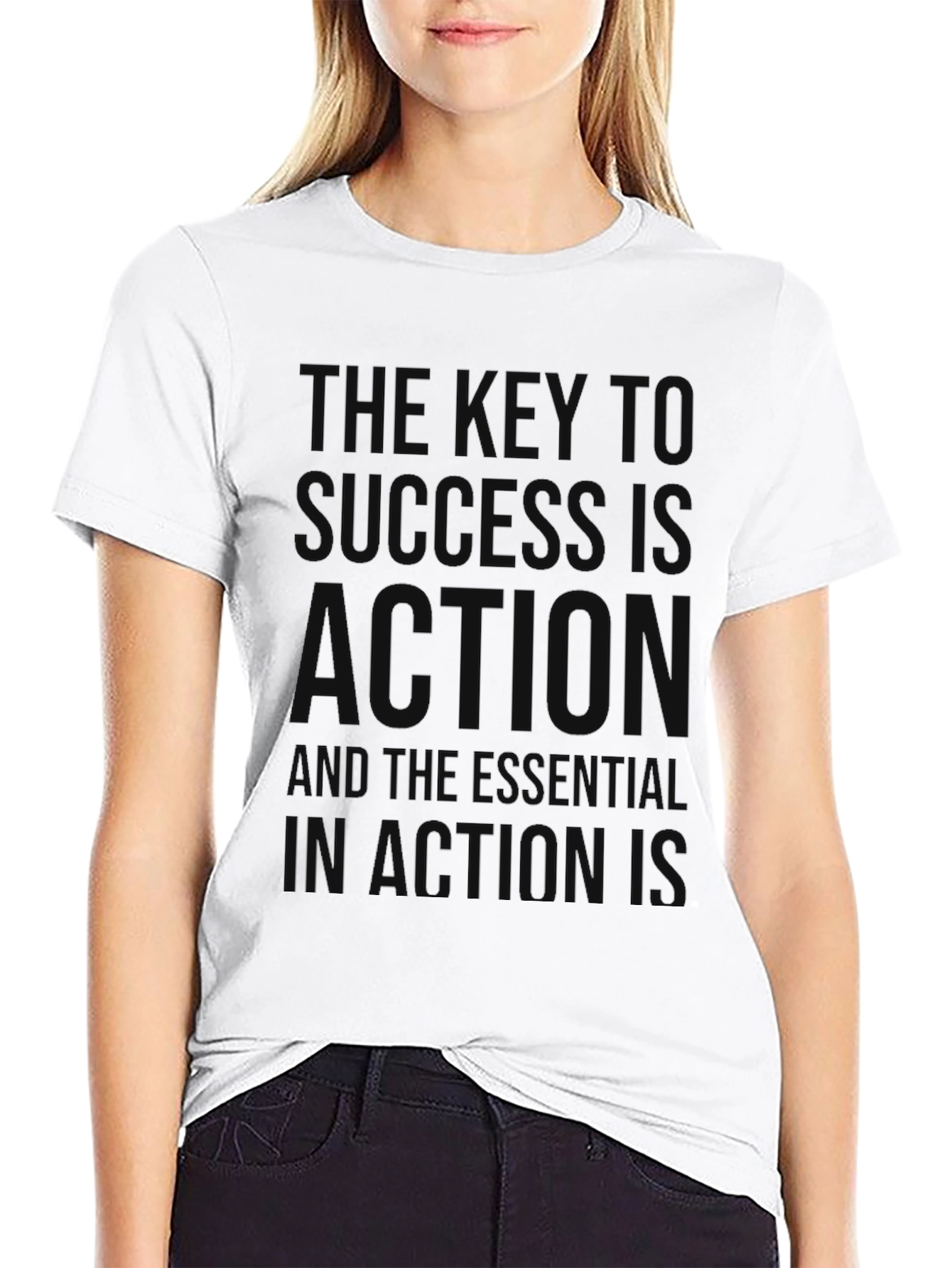 Motivational Black T-Shirt: Key to Success is Action