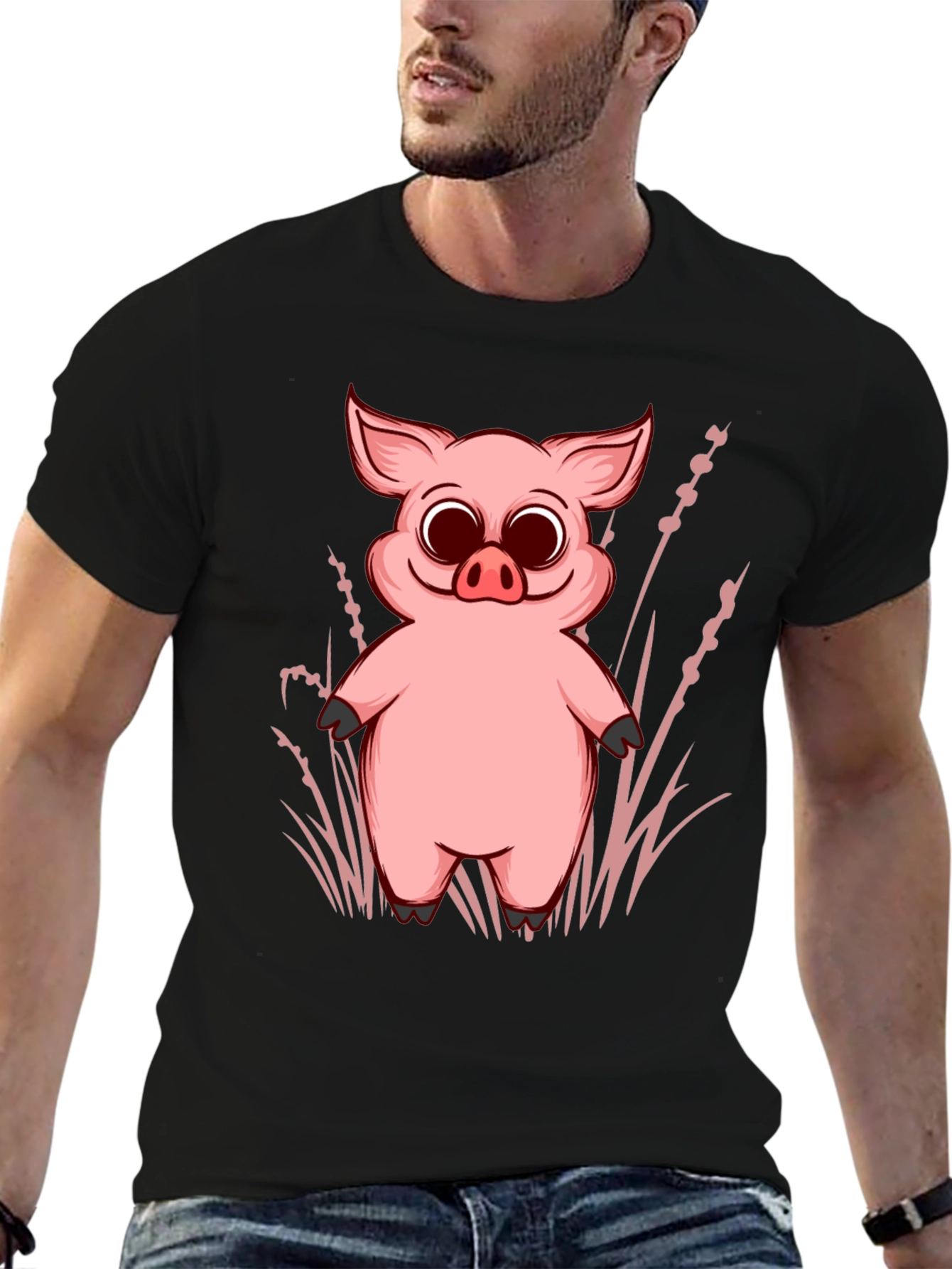 Pig Graphic Tee - Cute Cartoon Piglet Design