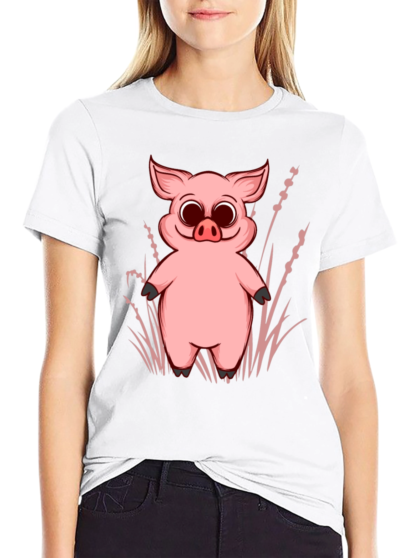 Pig Graphic Tee - Cute Cartoon Piglet Design