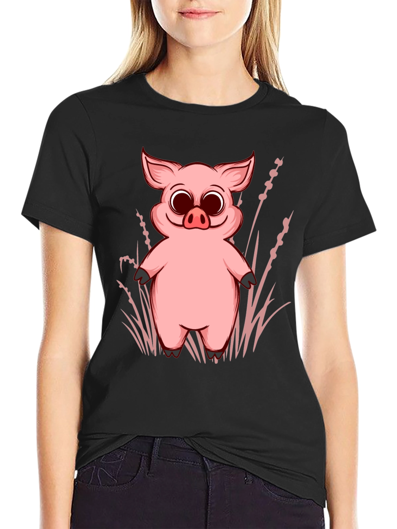 Pig Graphic Tee - Cute Cartoon Piglet Design