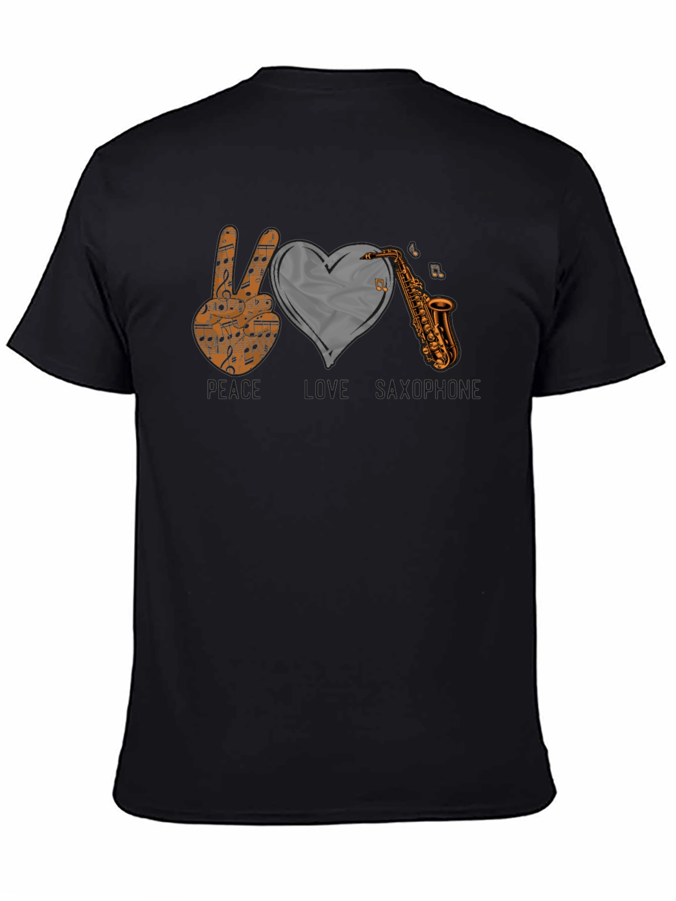 Peace Love Saxophone Graphic T-Shirt
