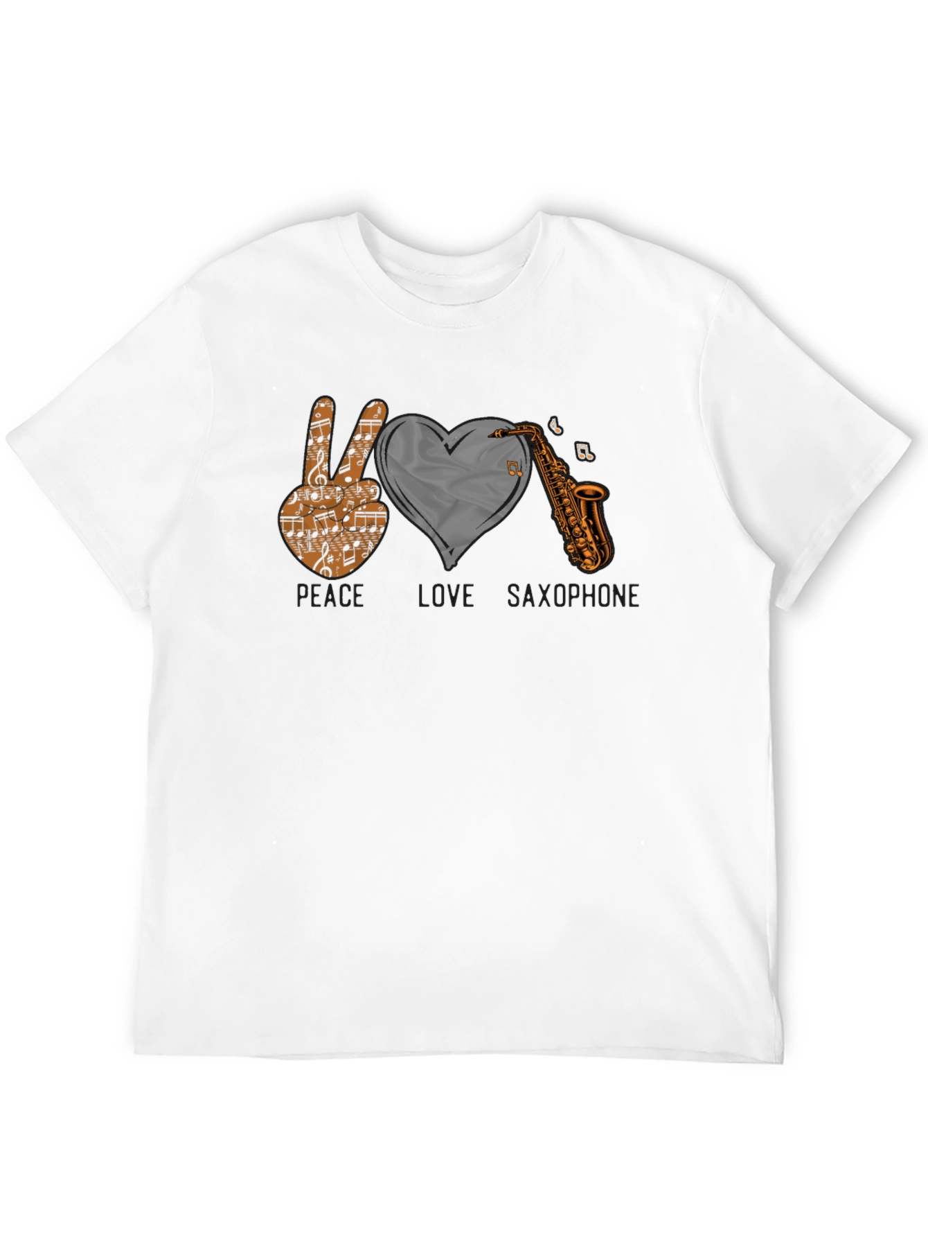 Peace Love Saxophone Graphic T-Shirt