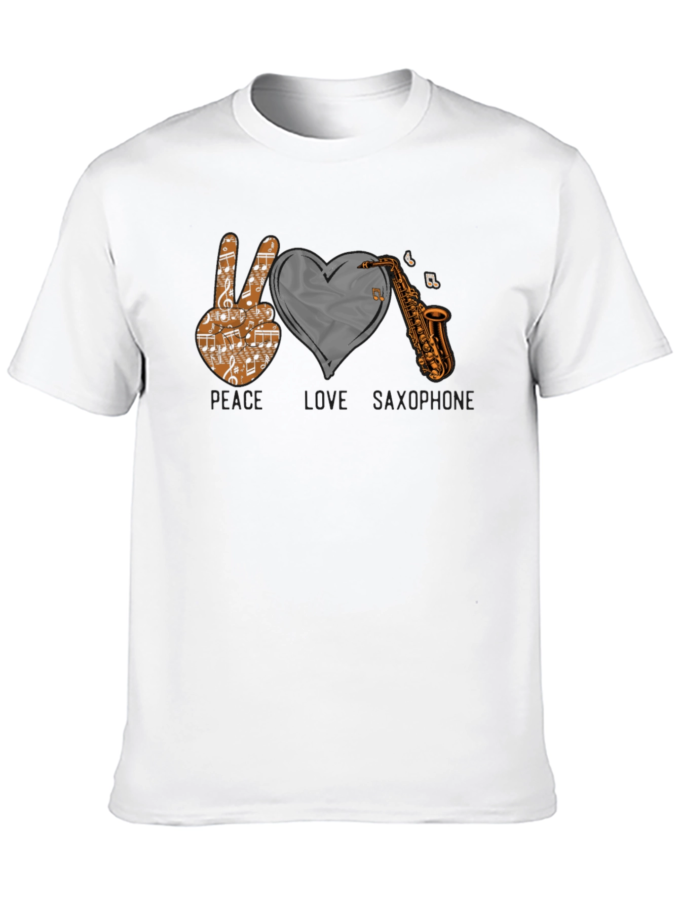 Peace Love Saxophone Graphic T-Shirt