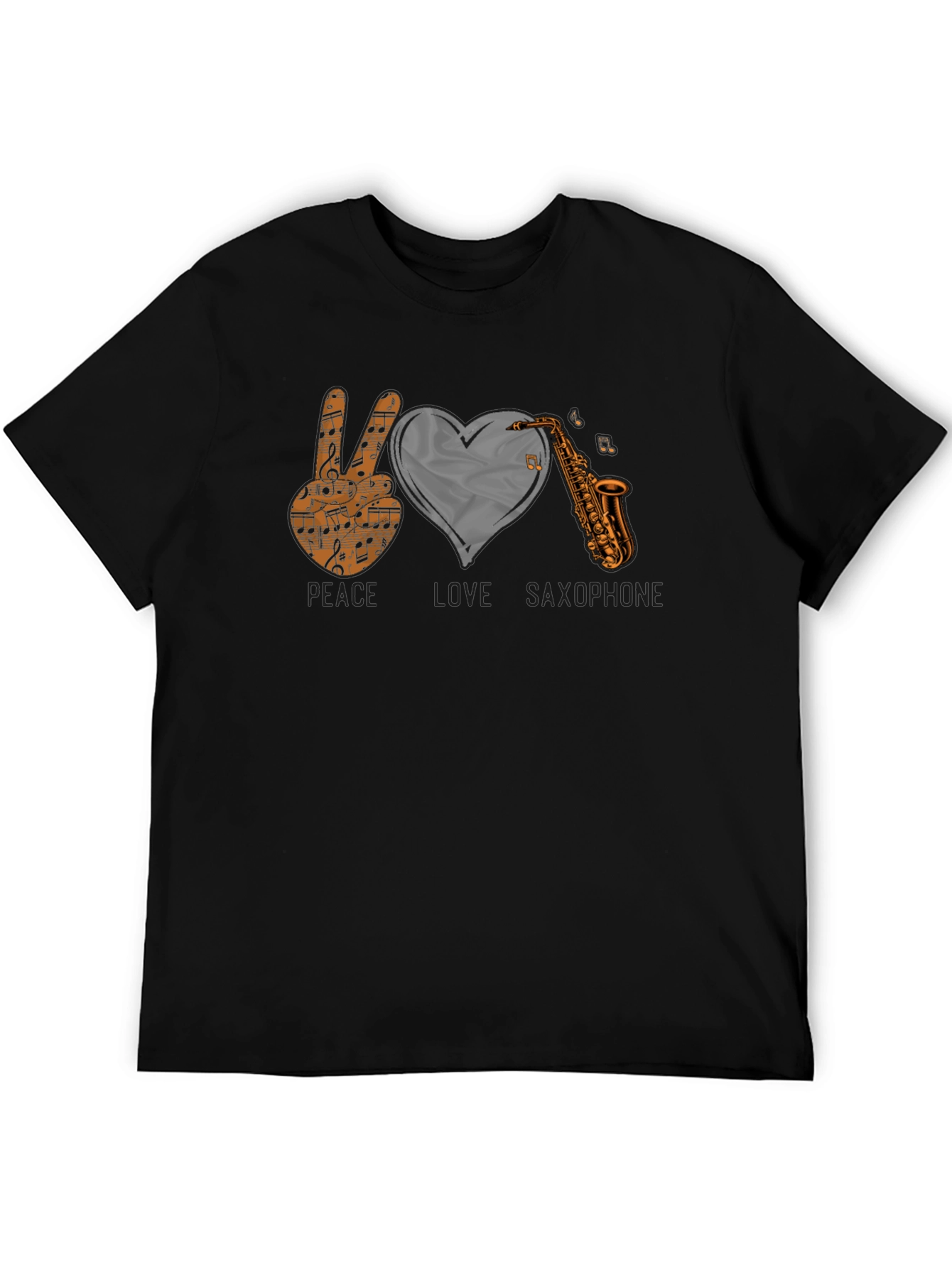 Peace Love Saxophone Graphic T-Shirt