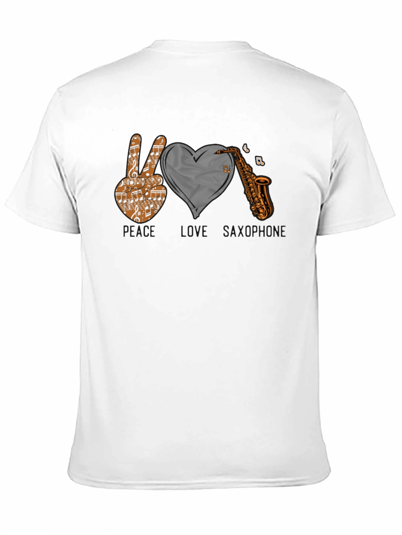 Peace Love Saxophone Graphic T-Shirt