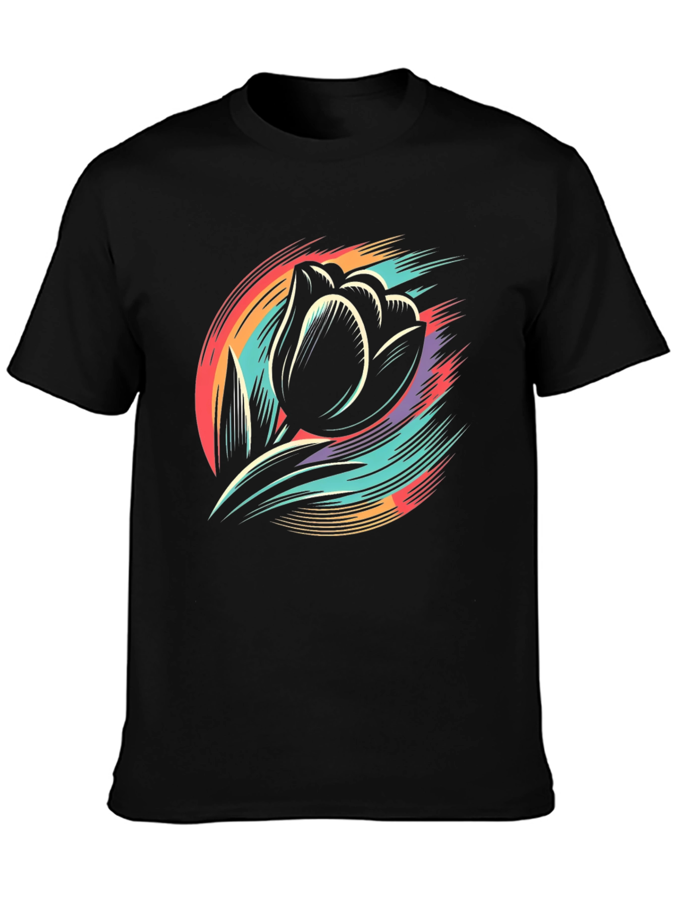 Floral Burst Graphic Tee - Black