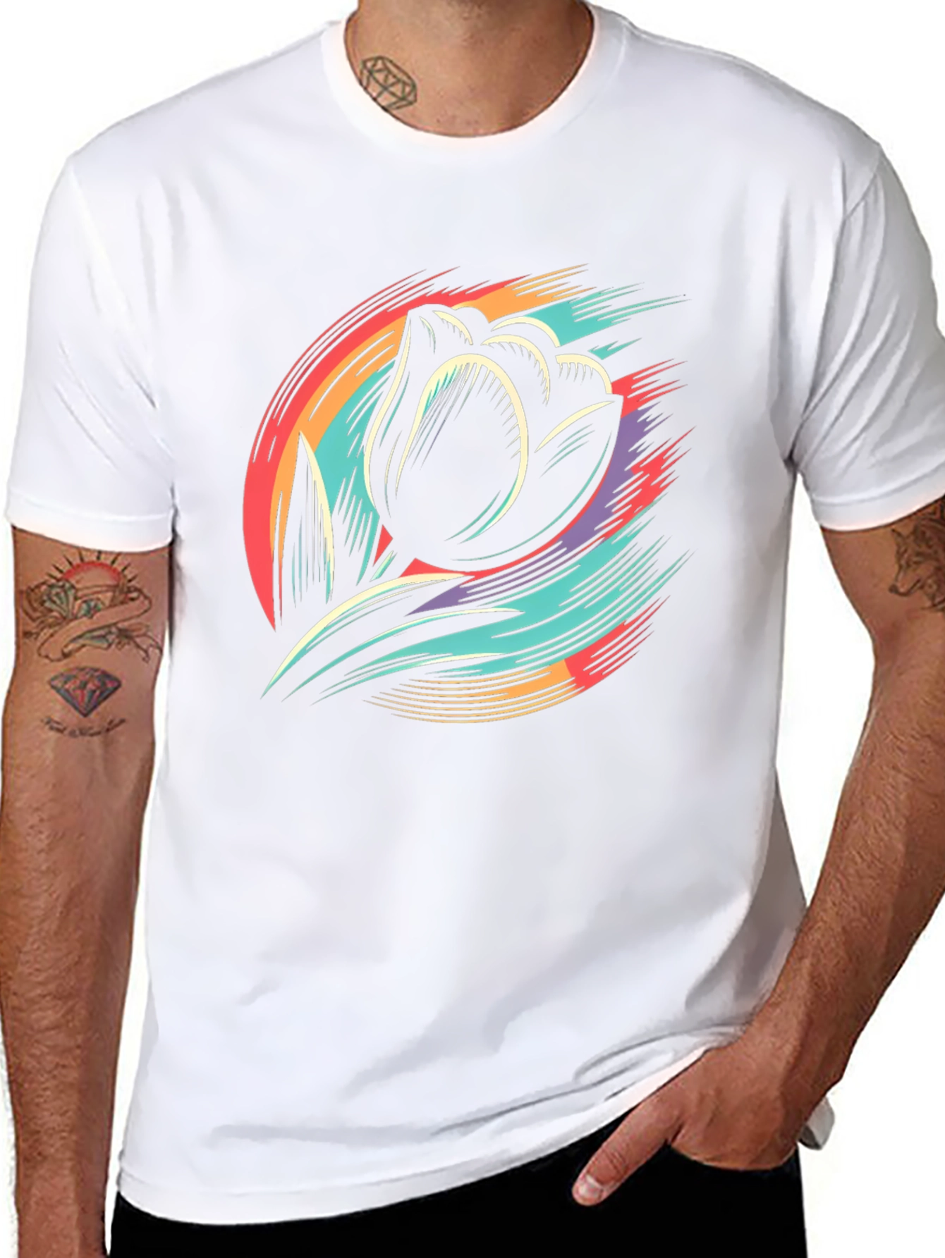 Floral Burst Graphic Tee - Black