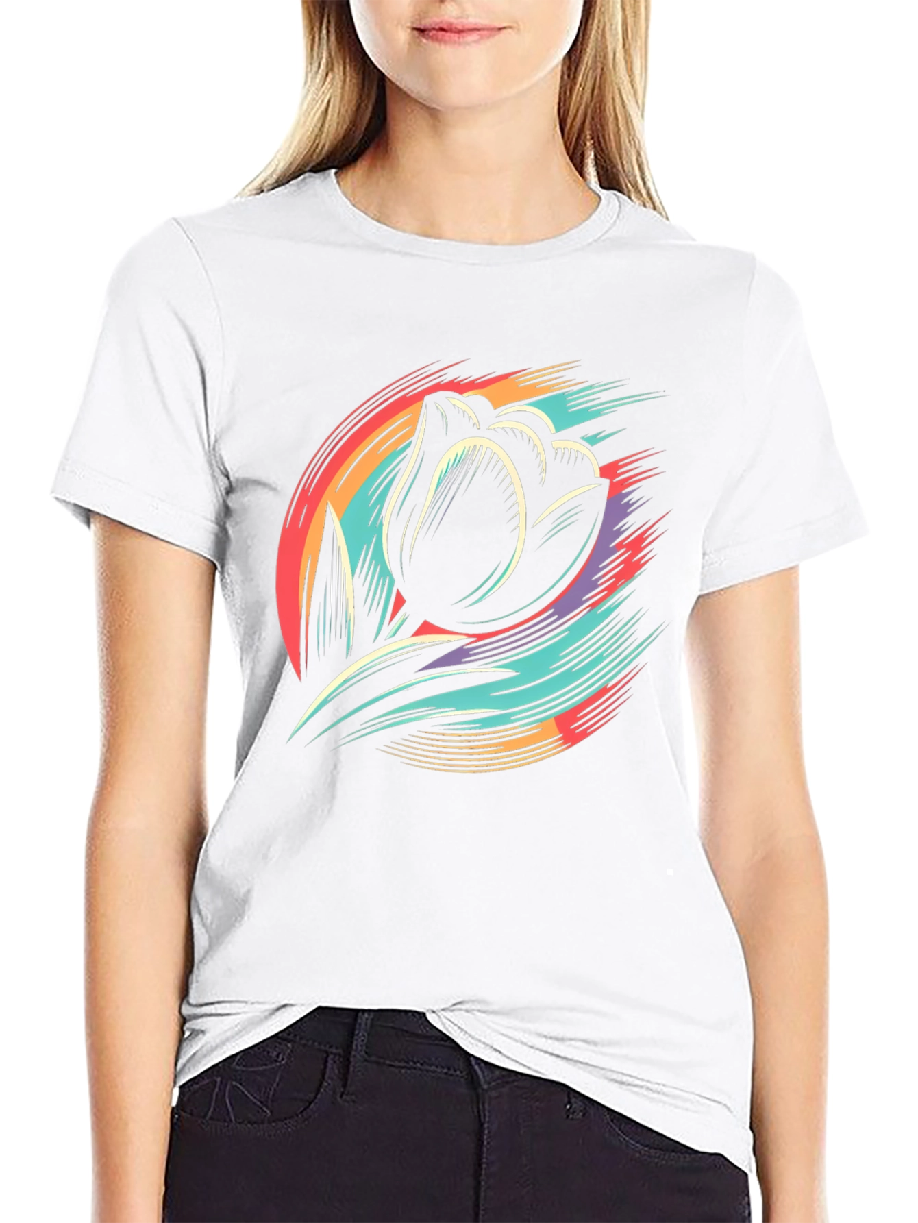 Floral Burst Graphic Tee - Black