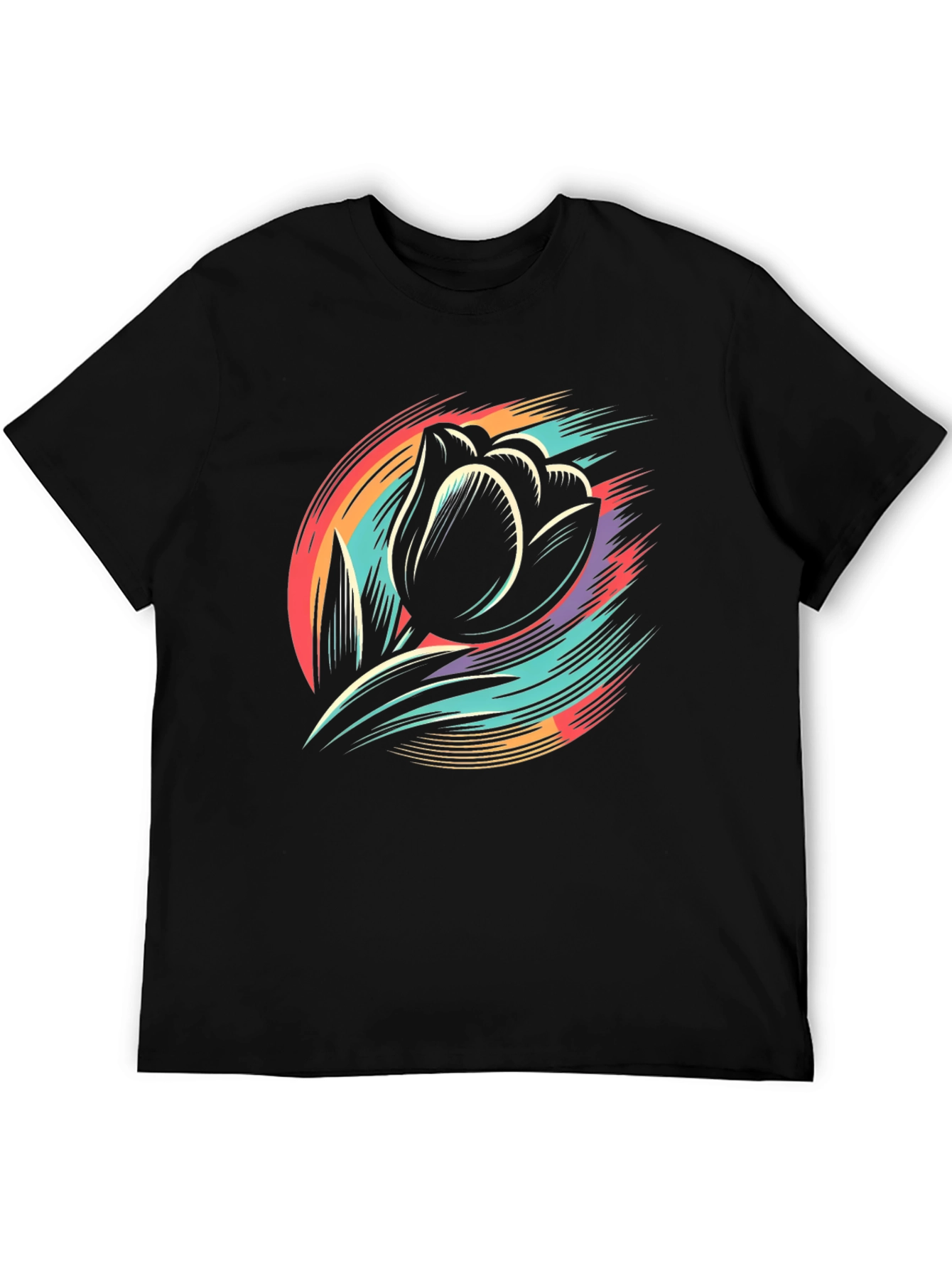 Floral Burst Graphic Tee - Black