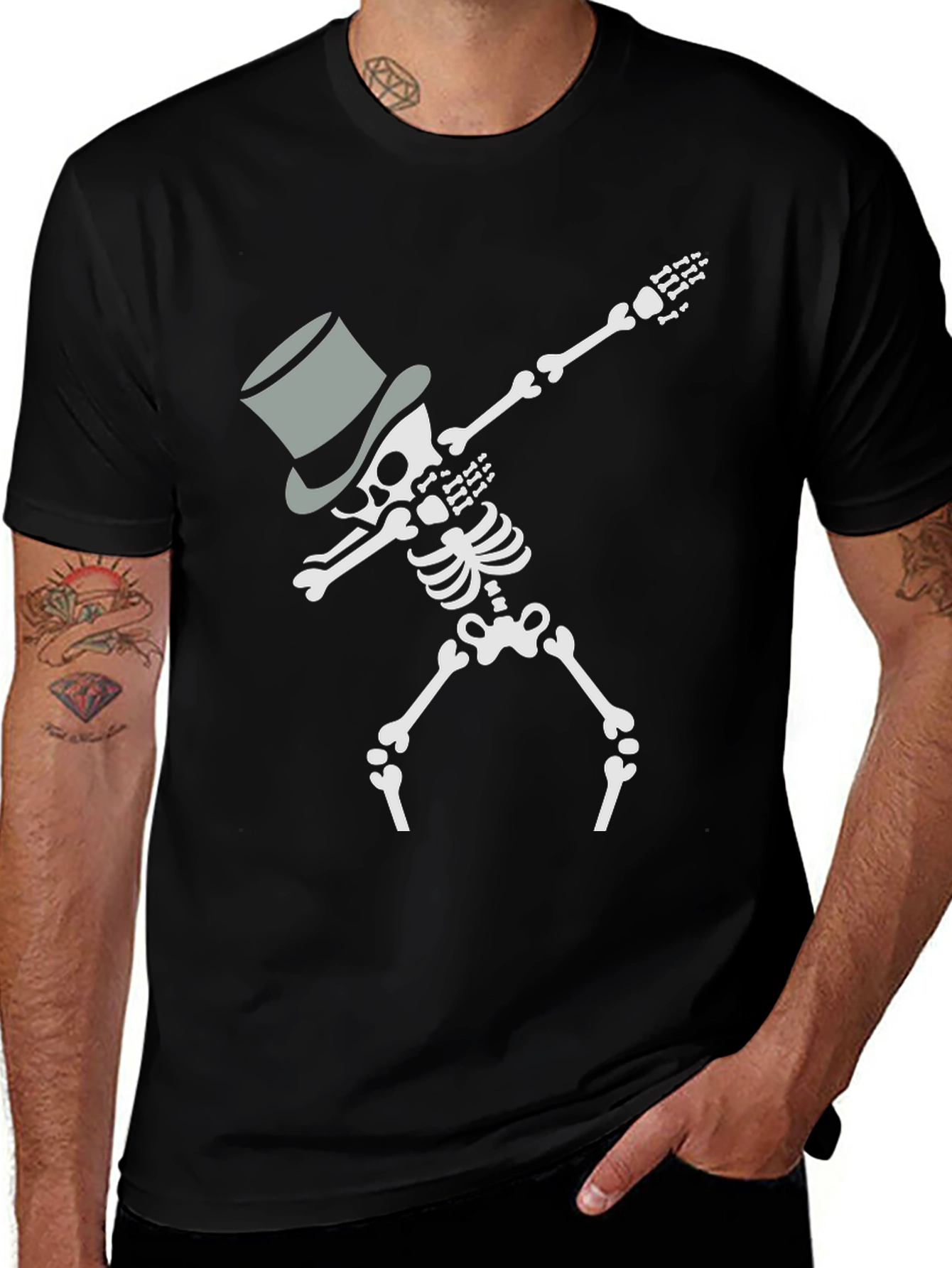Skeleton Dabbing with Top Hat T-Shirt