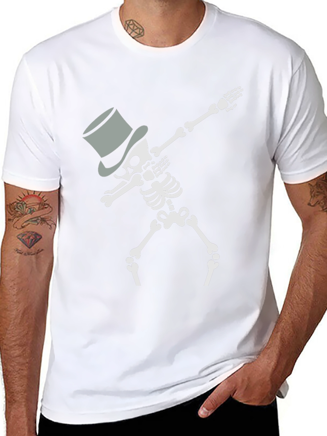 Skeleton Dabbing with Top Hat T-Shirt
