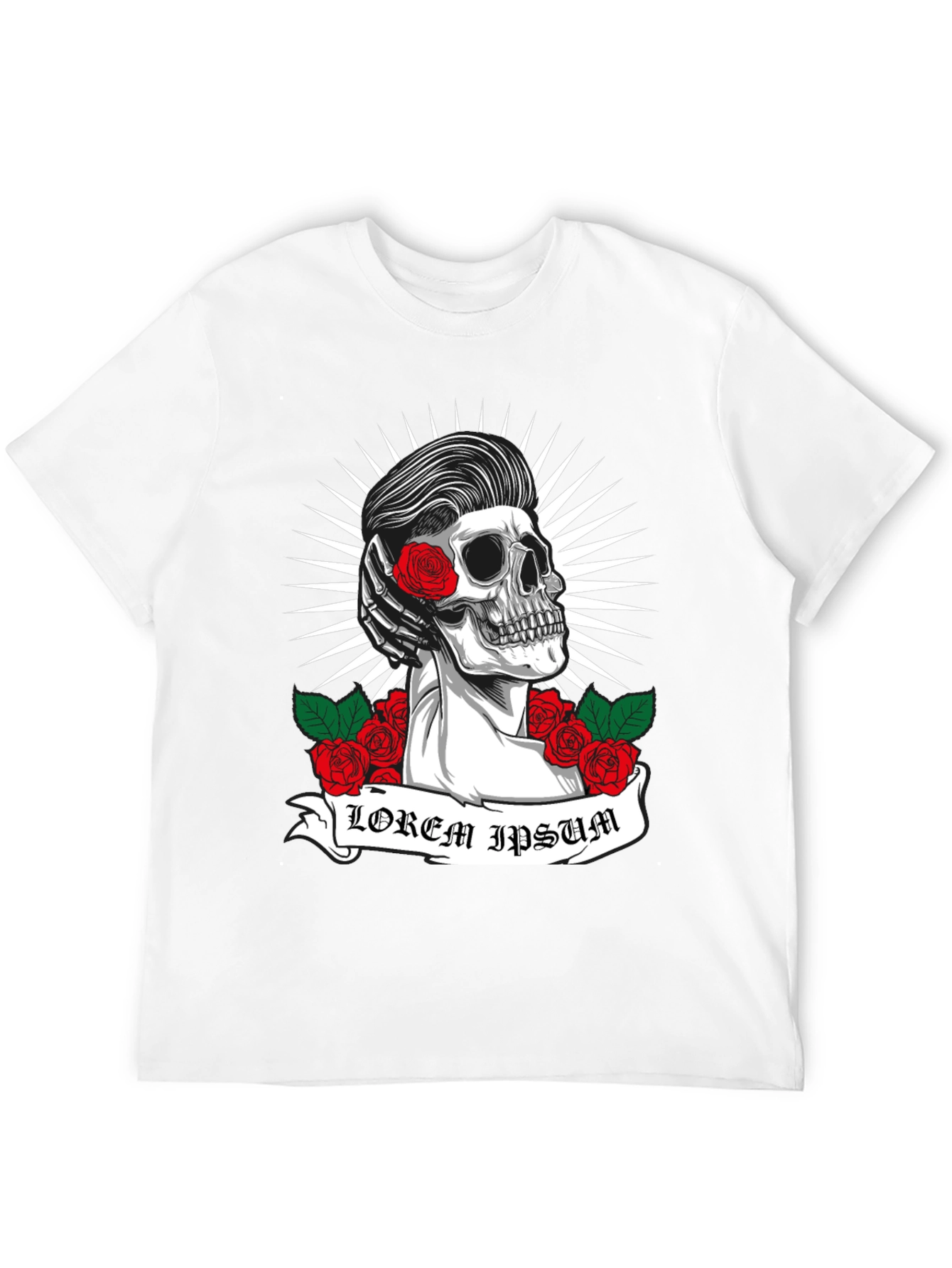 Skull & Roses Graphic Tee - Rockabilly Style