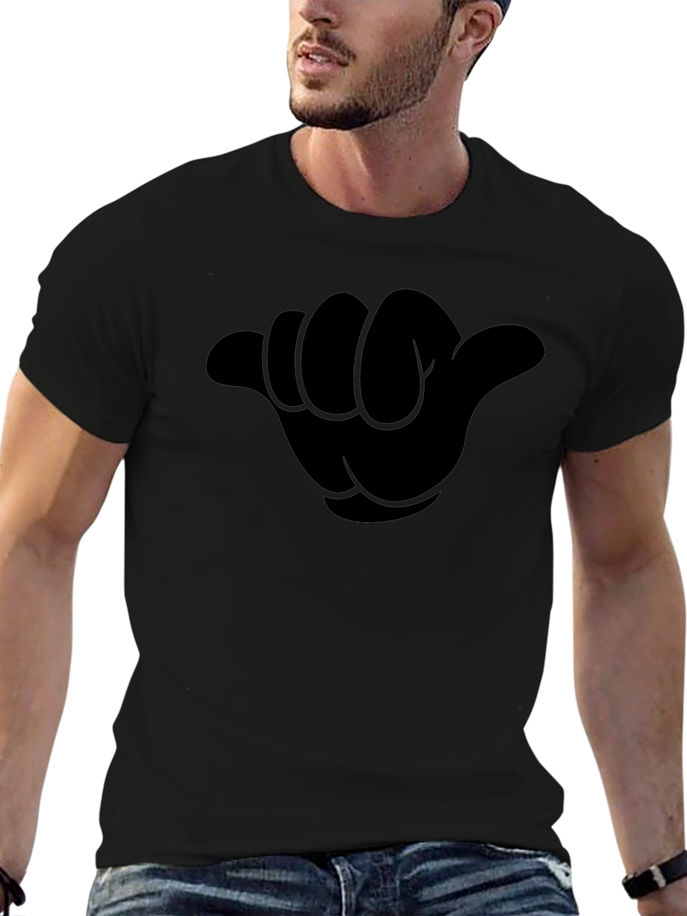 Hang Loose Graphic Tee - Black Casual T-Shirt