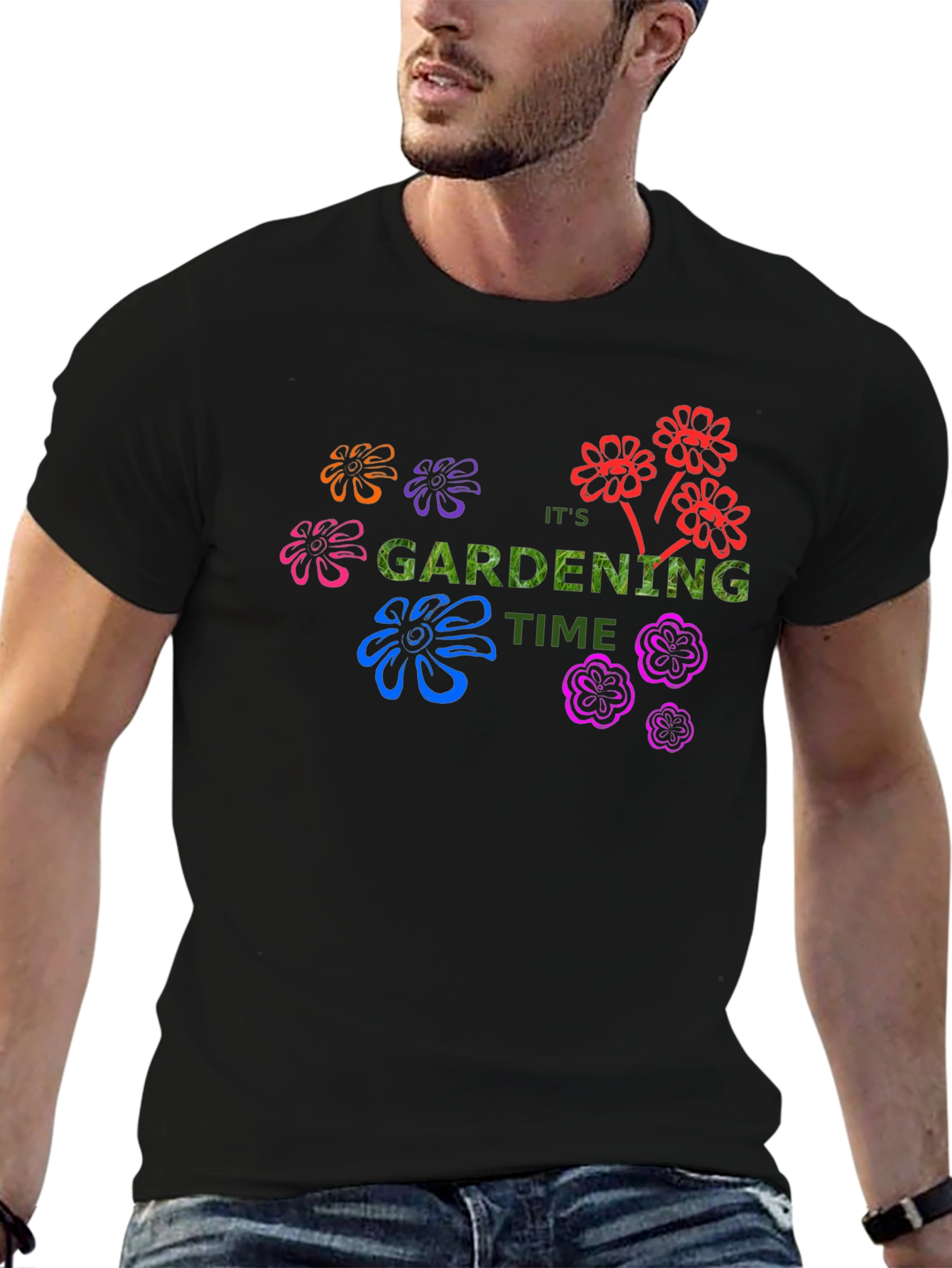 Gardening Time Black T-Shirt