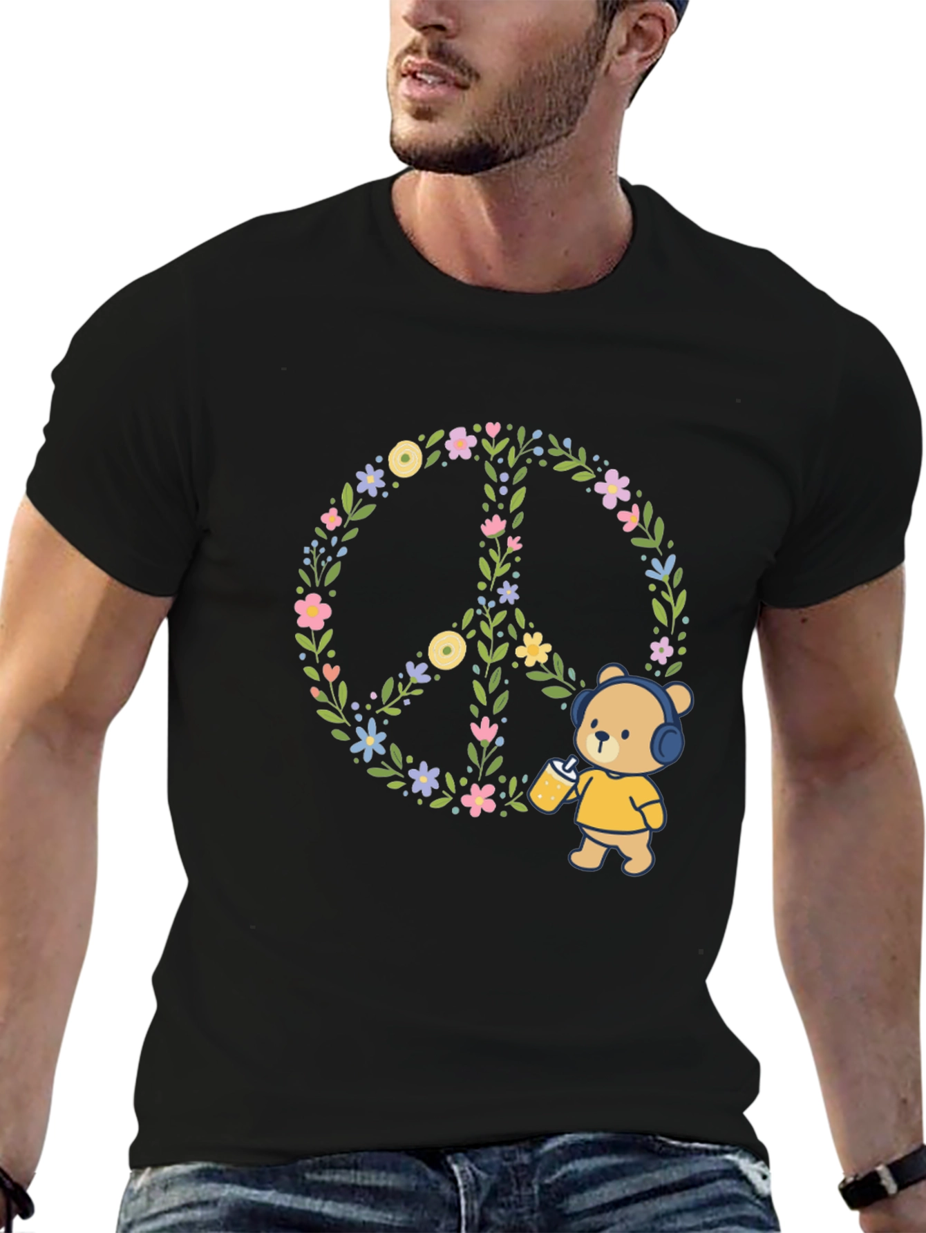 Peace Bear Graphic Tee - Stylish Comfort