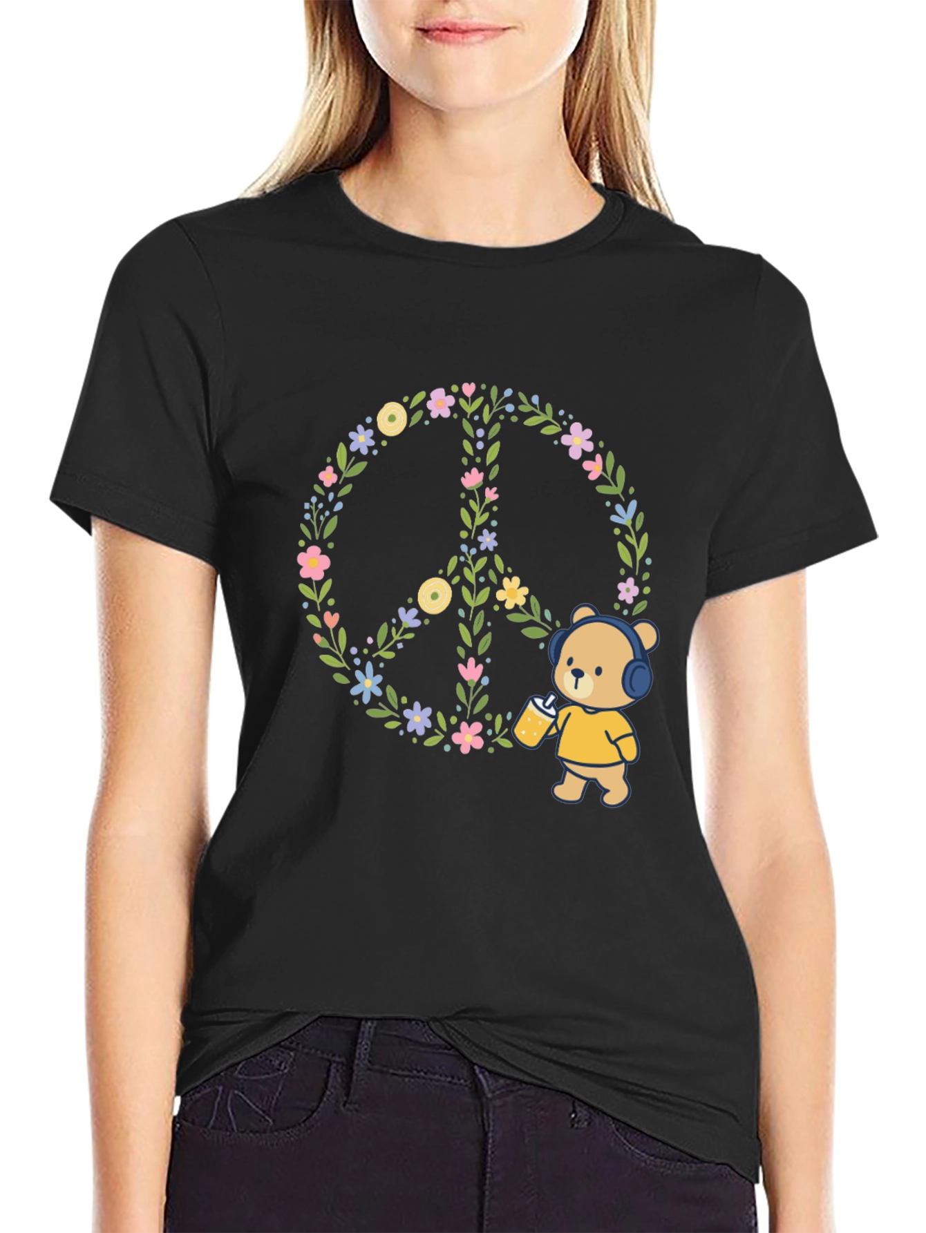 Peace Bear Graphic Tee - Stylish Comfort