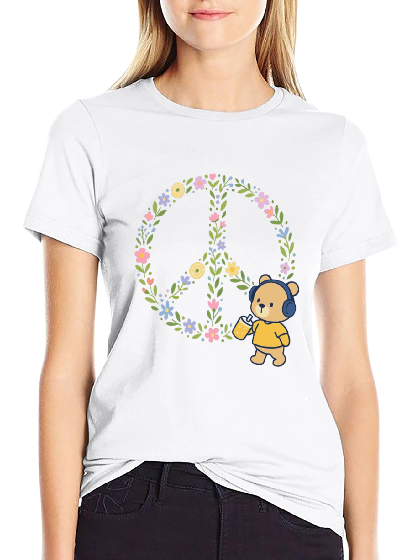 Peace Bear Graphic Tee - Stylish Comfort