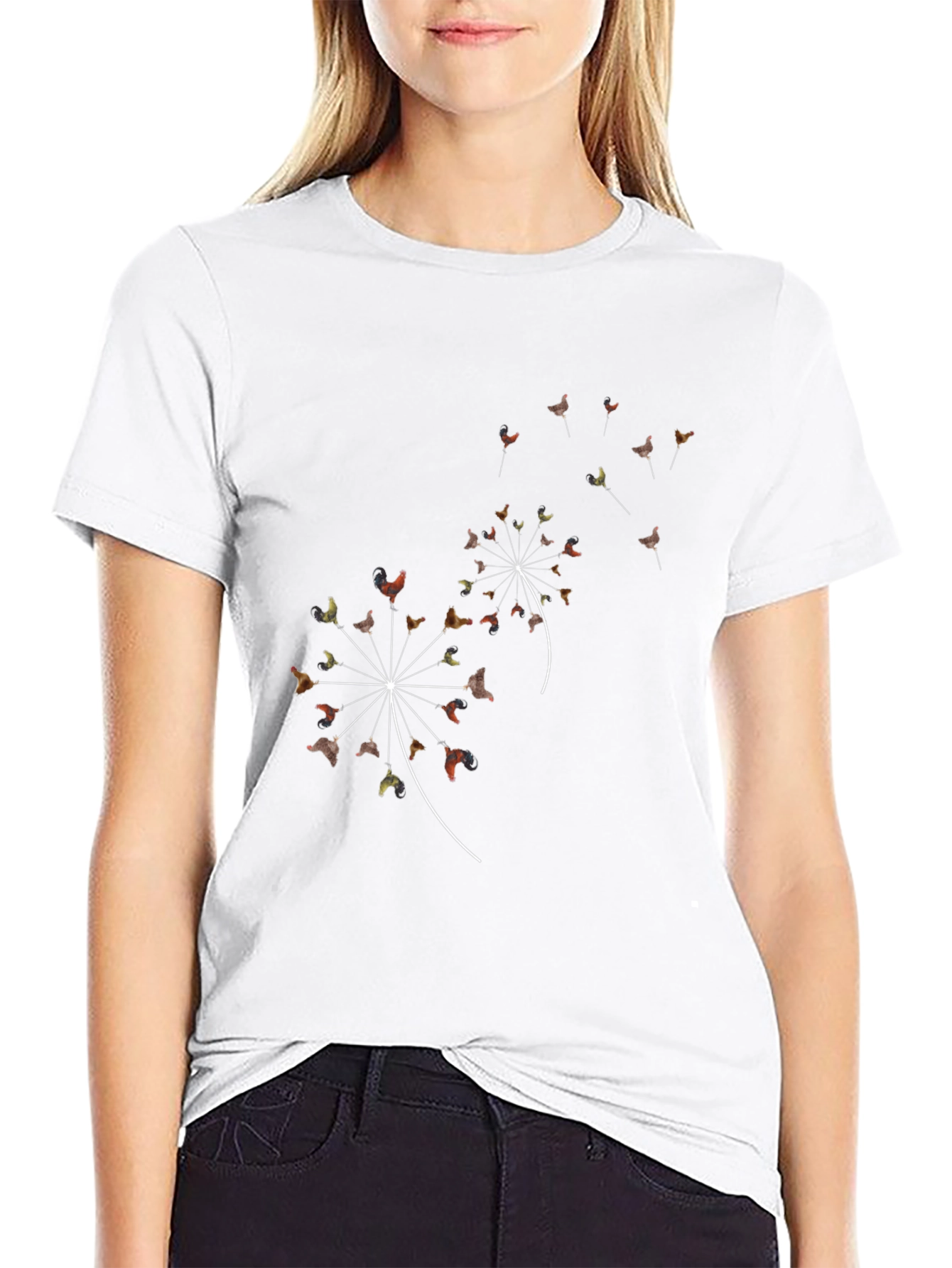 Dandelion Rooster Black T-Shirt