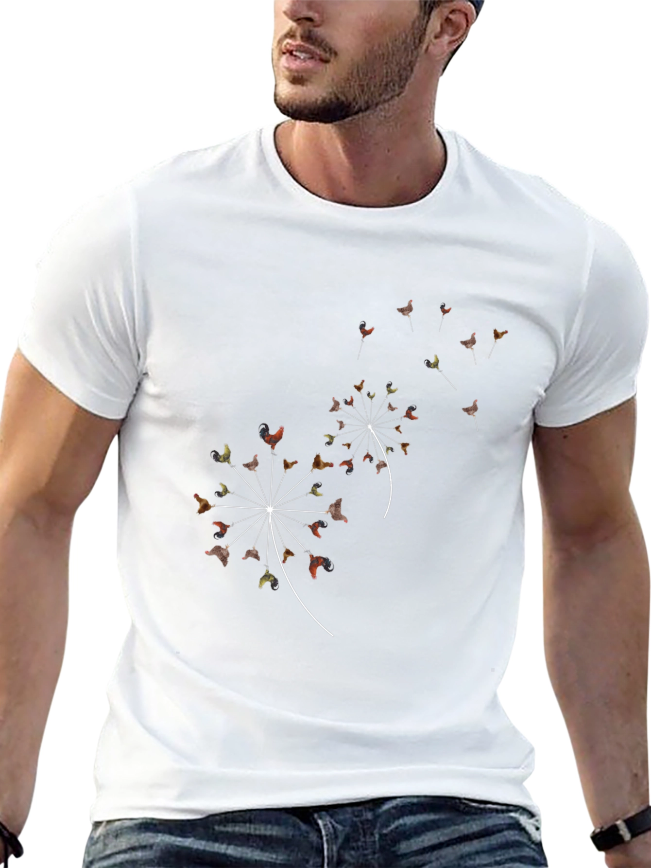 Dandelion Rooster Black T-Shirt