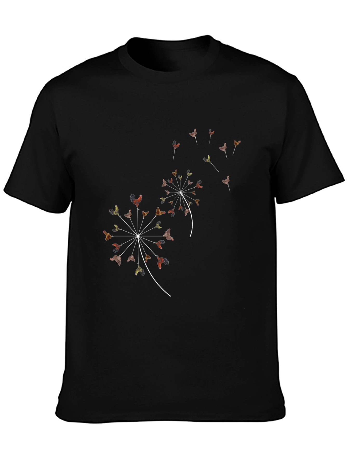 Dandelion Rooster Black T-Shirt