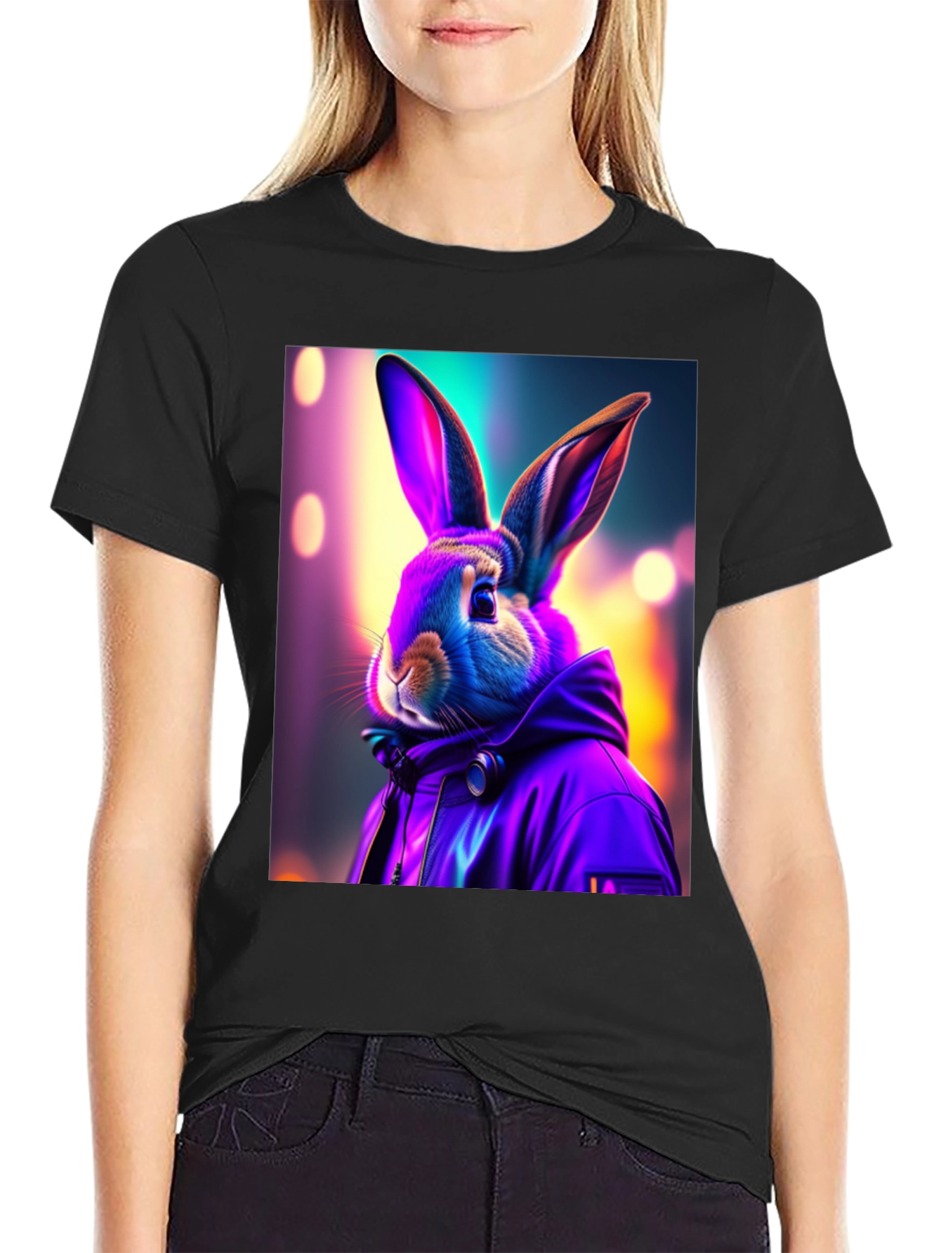 Rabbit Graphic Tee - Urban Neon Style