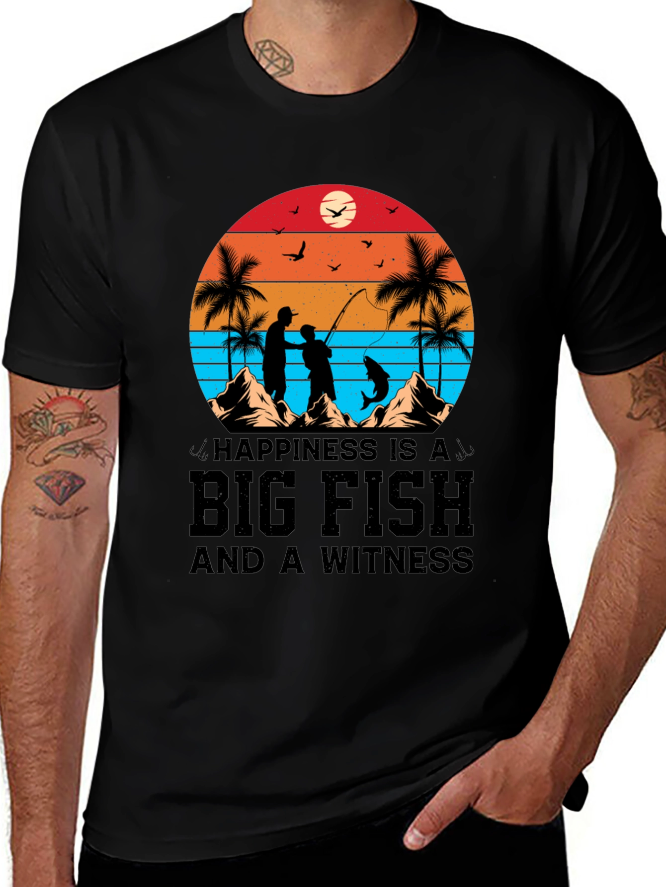 Fisherman Graphic T-Shirt - Happiness is a Big Fish