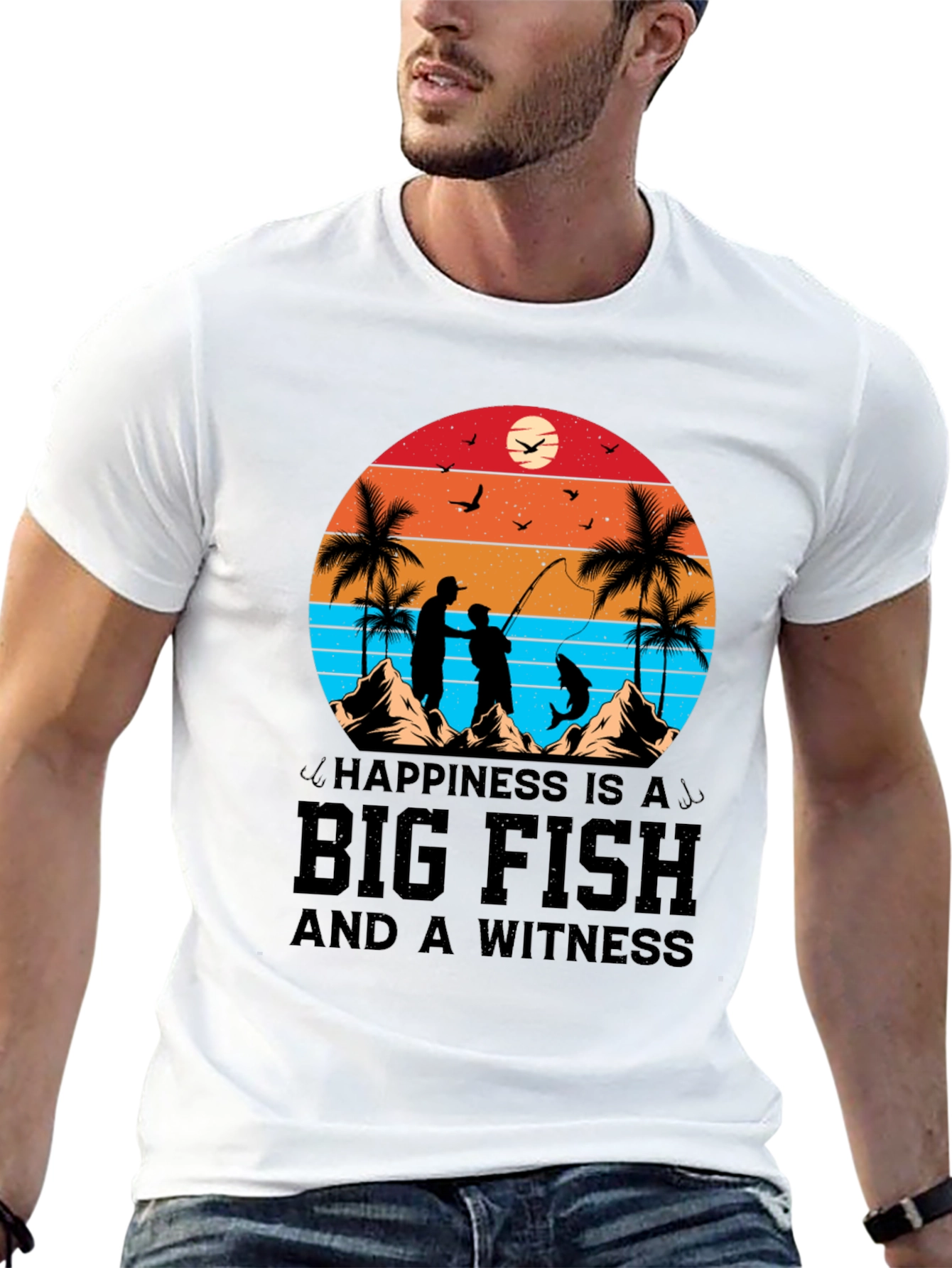 Fisherman Graphic T-Shirt - Happiness is a Big Fish