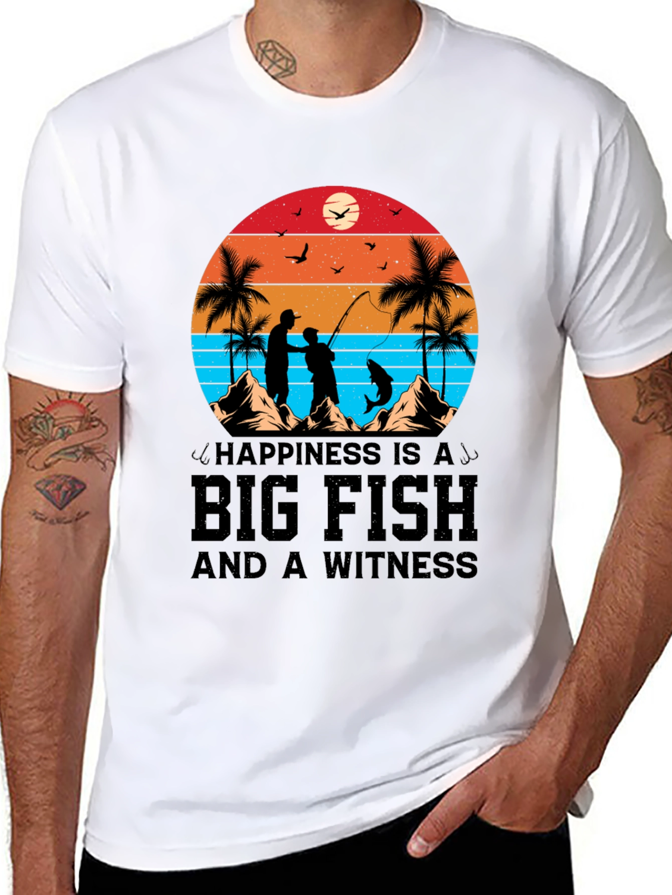 Fisherman Graphic T-Shirt - Happiness is a Big Fish