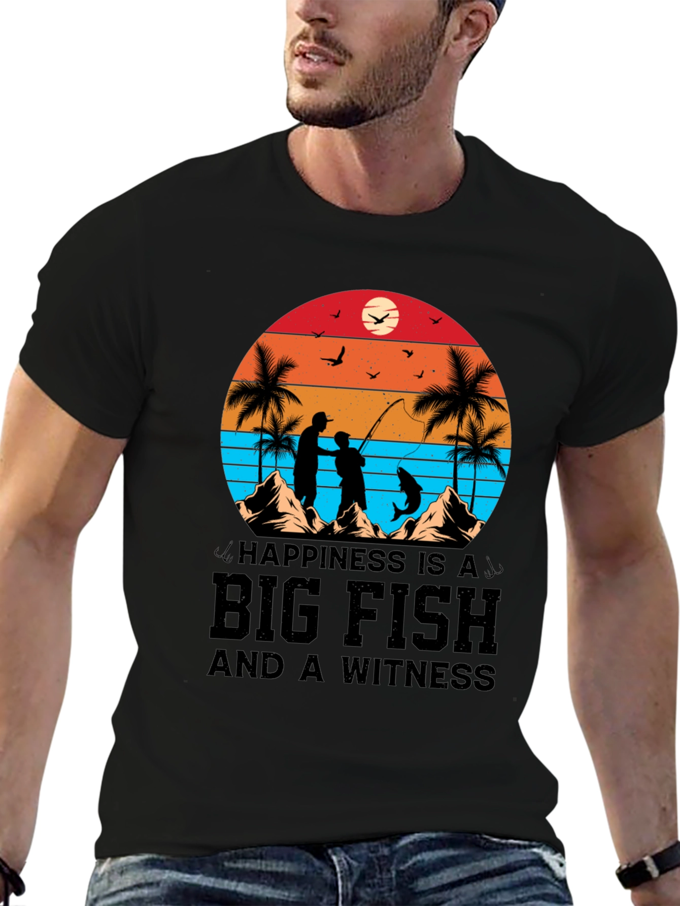 Fisherman Graphic T-Shirt - Happiness is a Big Fish