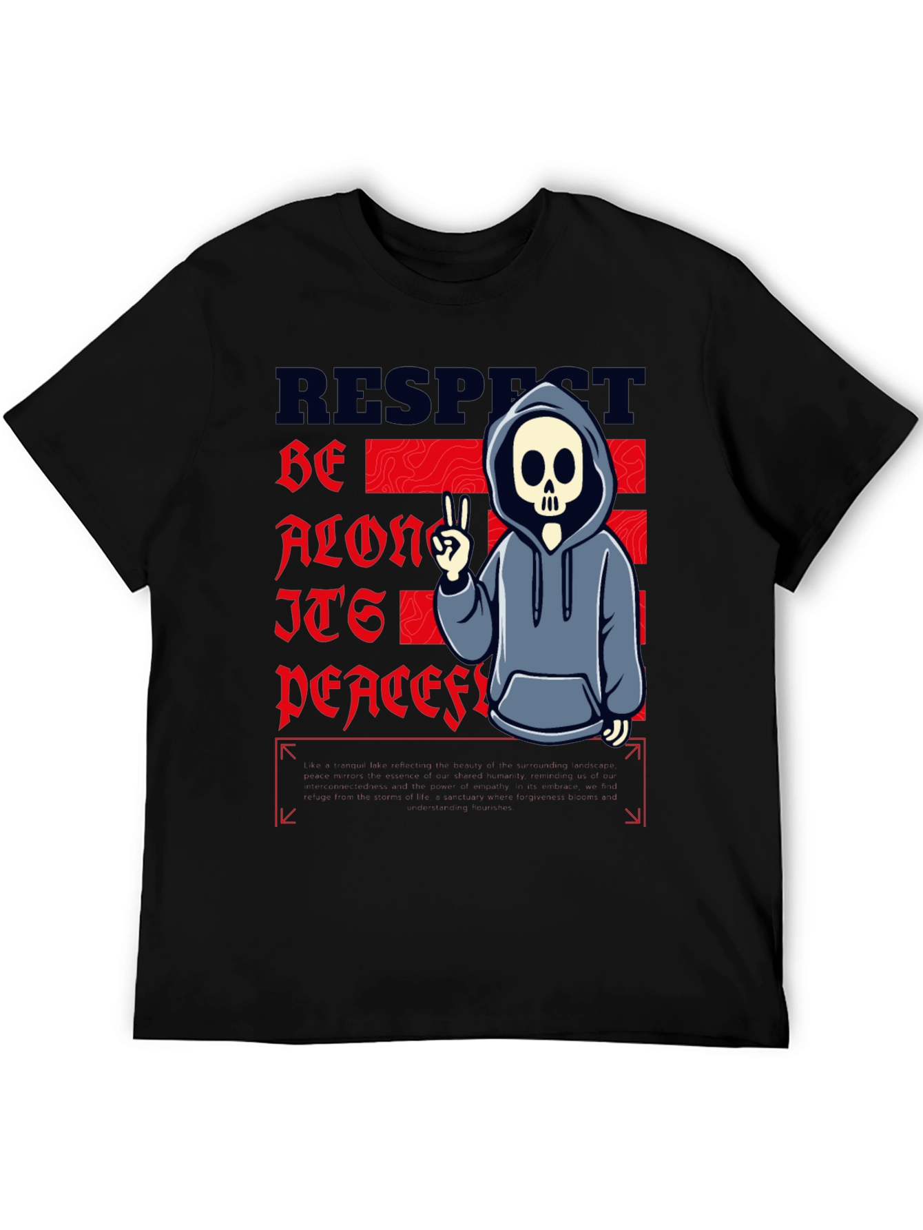 Respect Peace Skeleton Graphic T-Shirt