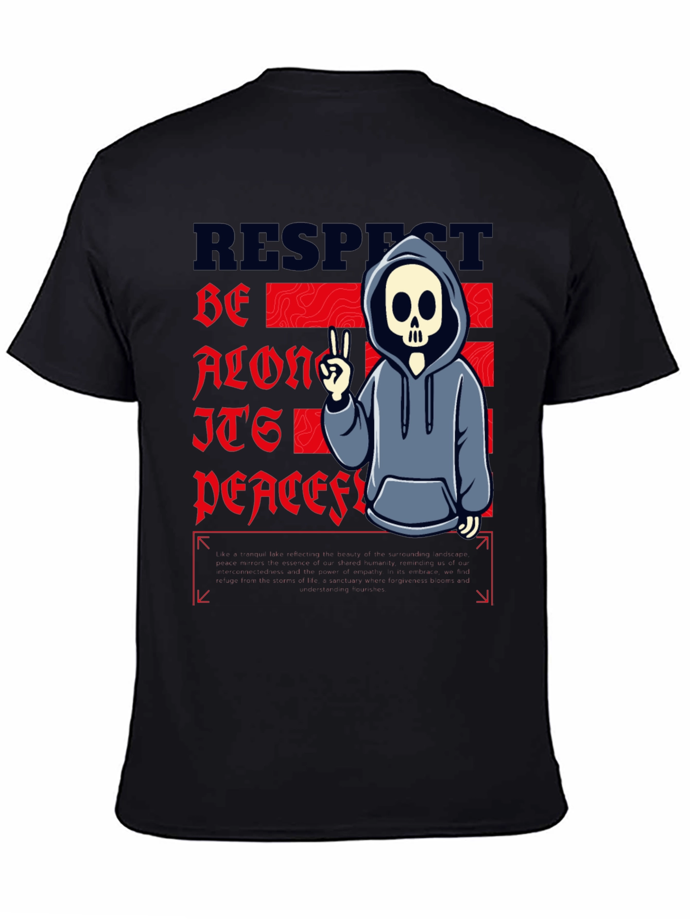 Respect Peace Skeleton Graphic T-Shirt