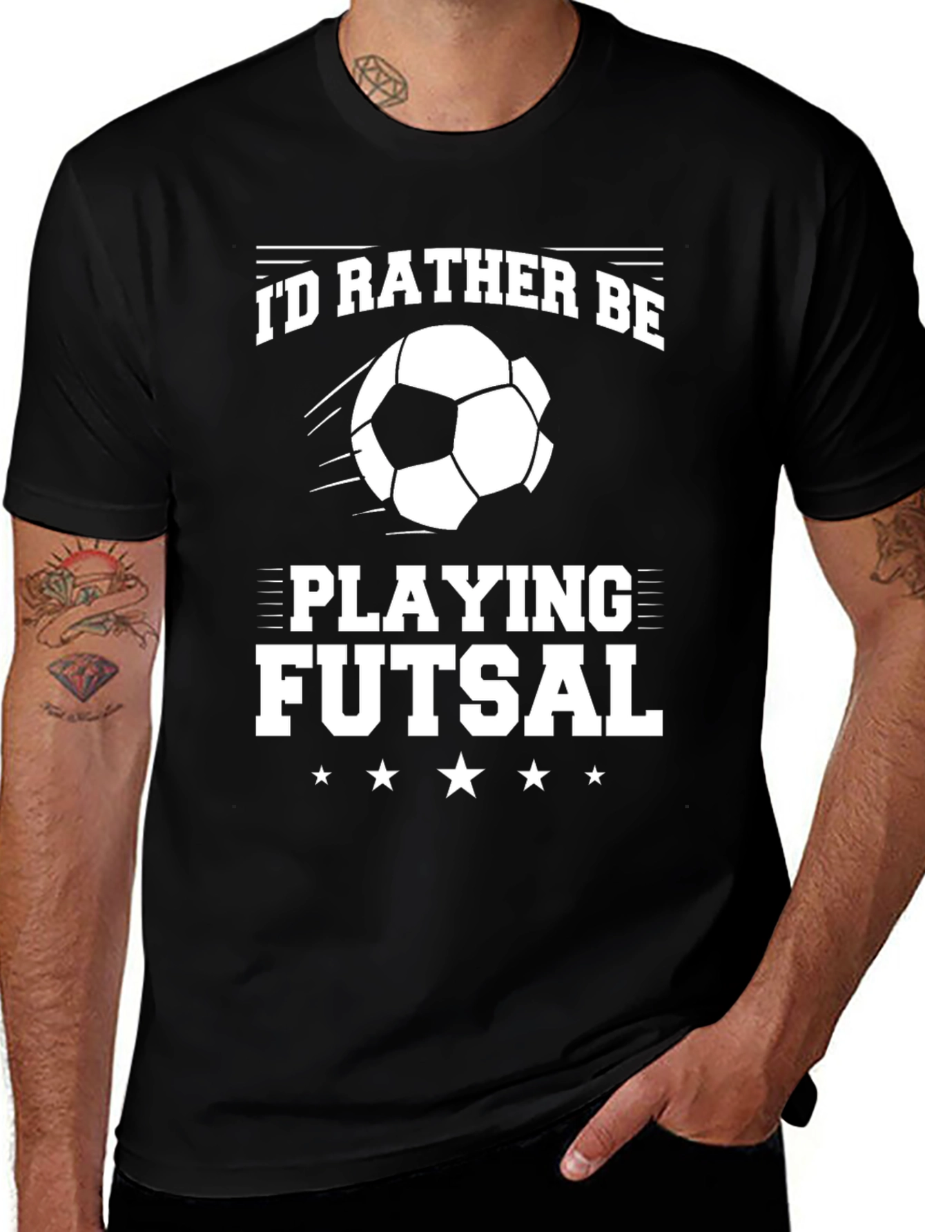 Futsal Lover Black T-Shirt: Id Rather Be Playing