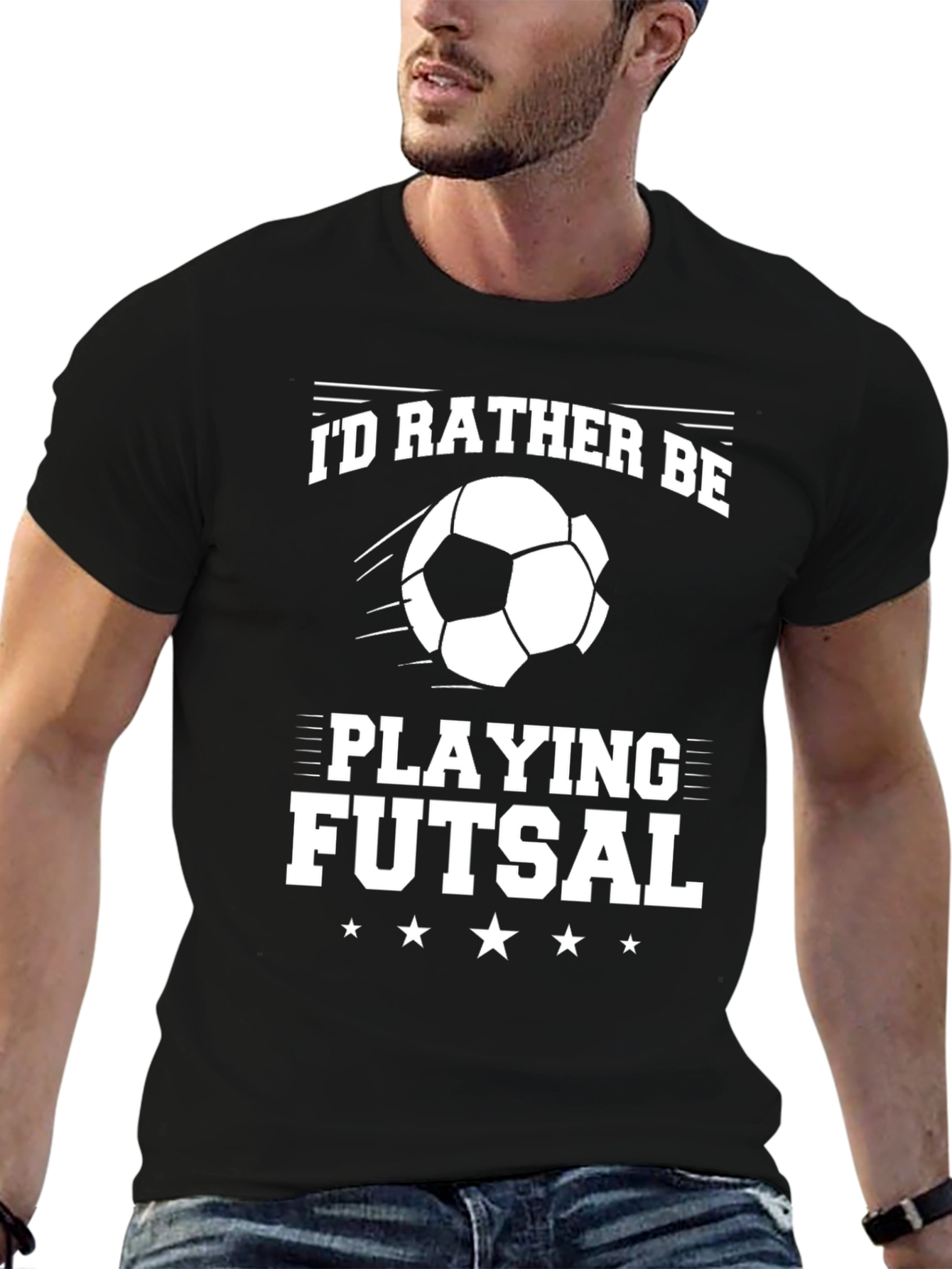 Futsal Lover Black T-Shirt: Id Rather Be Playing