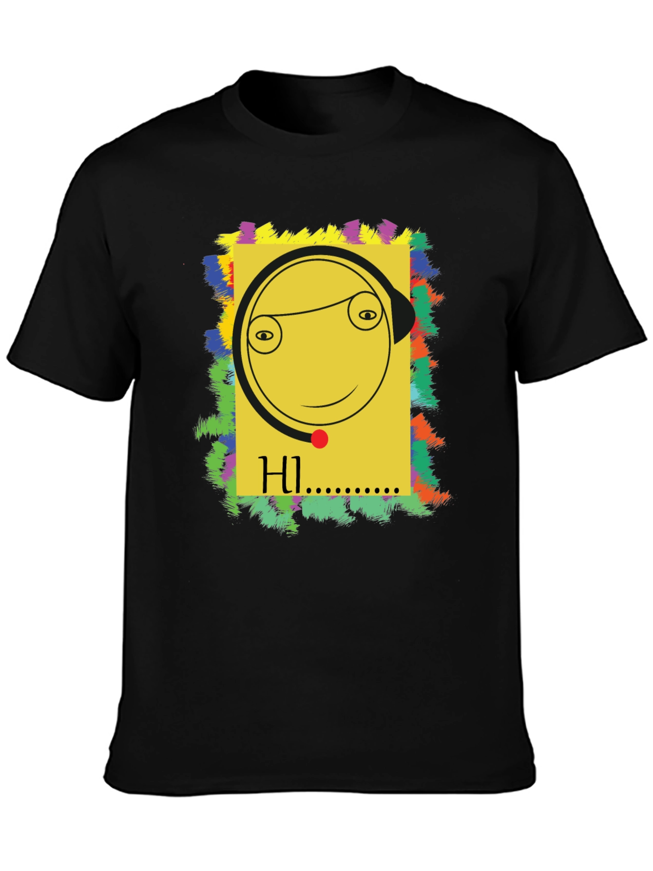 Unique Graphic Tee - HI Smiley Face